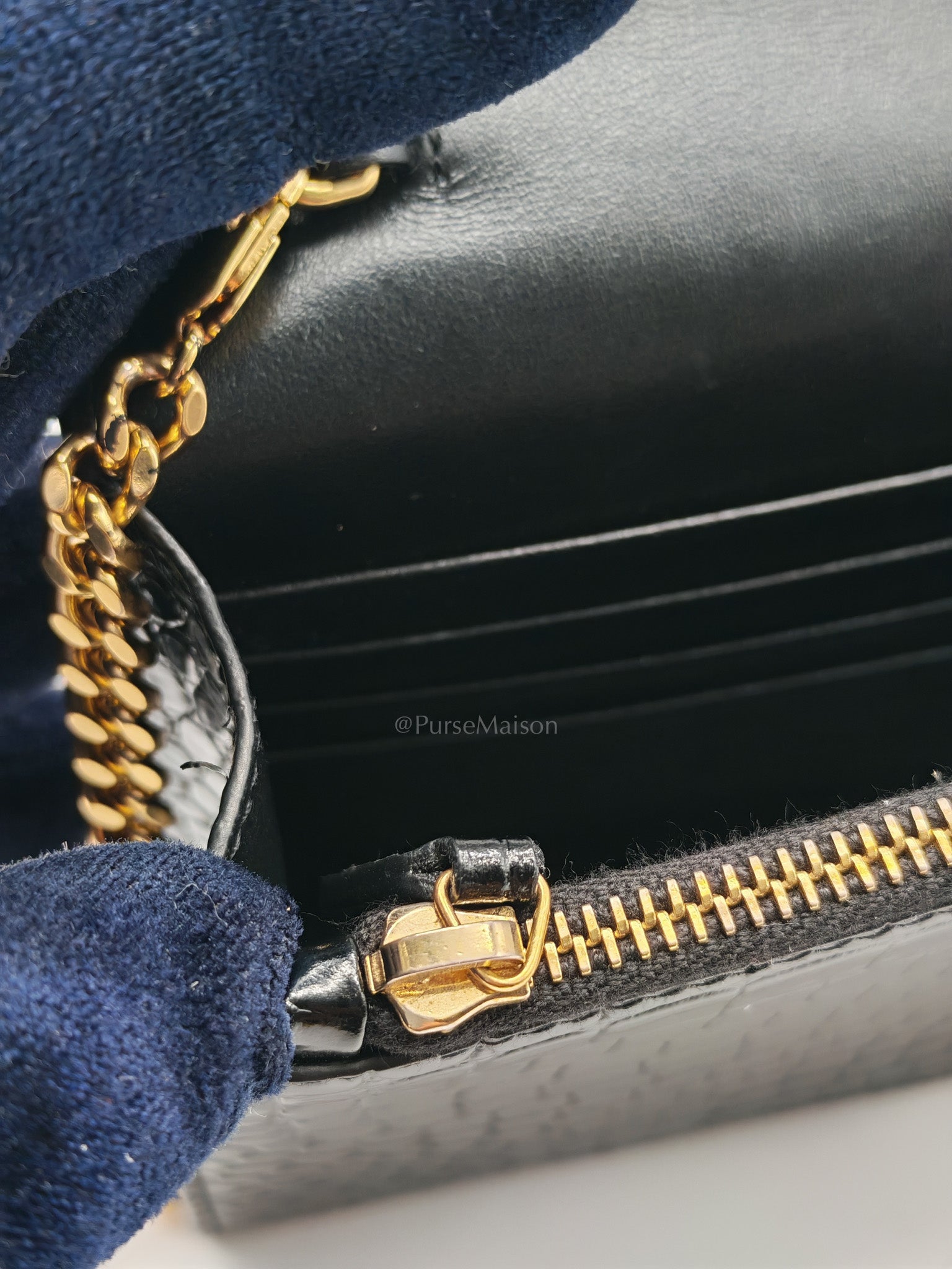 Kate Tassel Bag in Black Croc-Embossed Leather & Gold Hardware