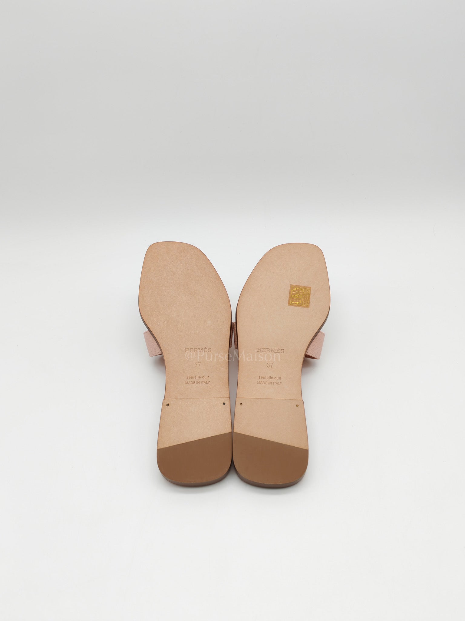 Oran Sandals in Rose Pale Epsom Leather Size 37 EU (23.5 cm)