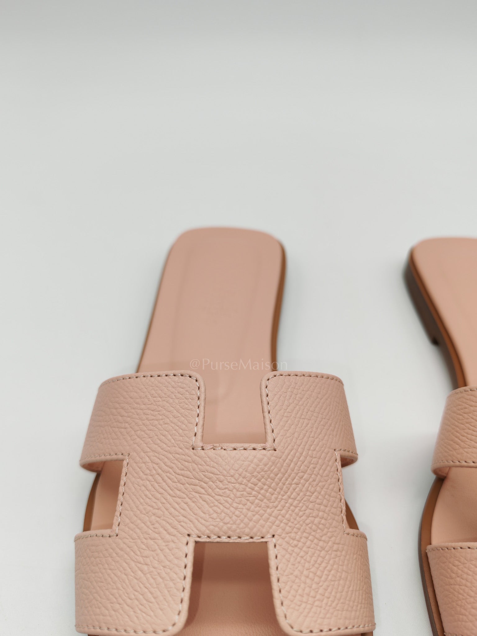 Oran Sandals in Rose Pale Epsom Leather Size 37 EU (23.5 cm)