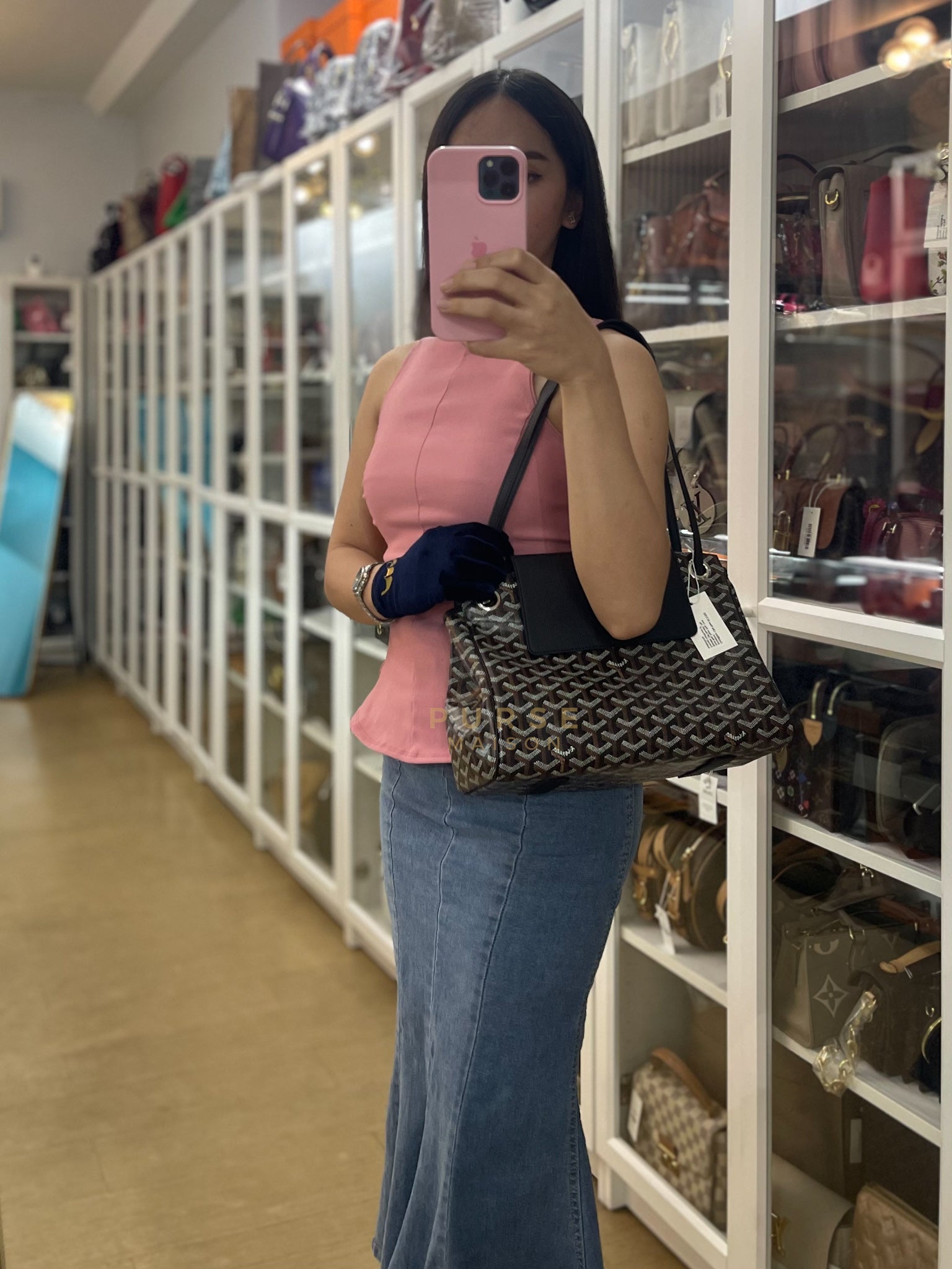 Rouette PM Bag in Black Goyardine Canvas | Purse Maison Luxury Bags Shop