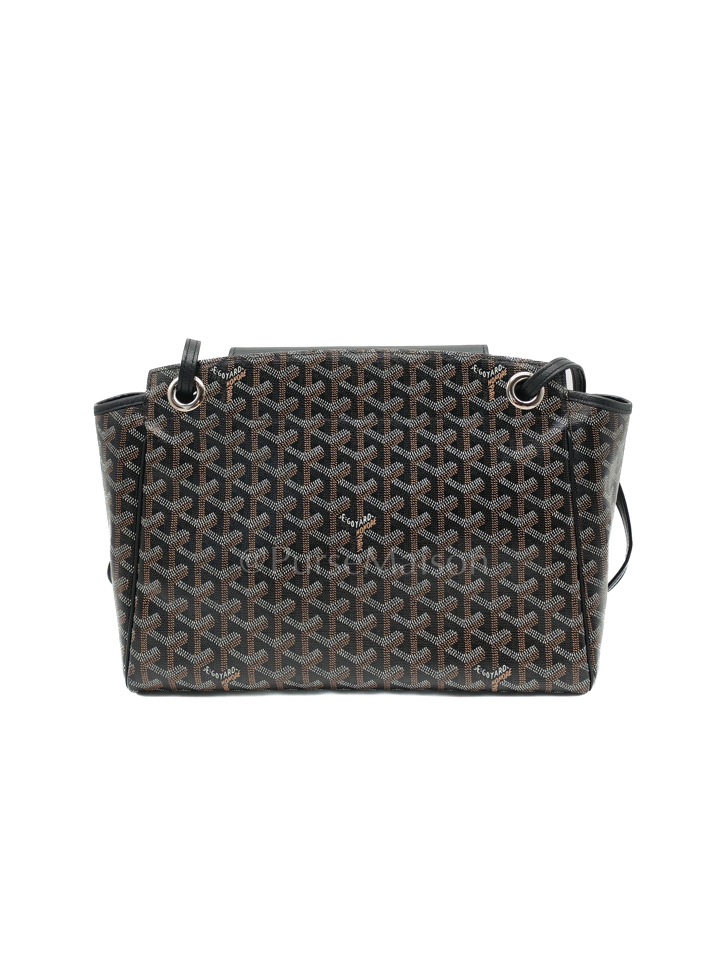 Rouette Souple PM in Black Goyardine Canvas & Silver Hardware | Purse Maison Luxury Bags Shop