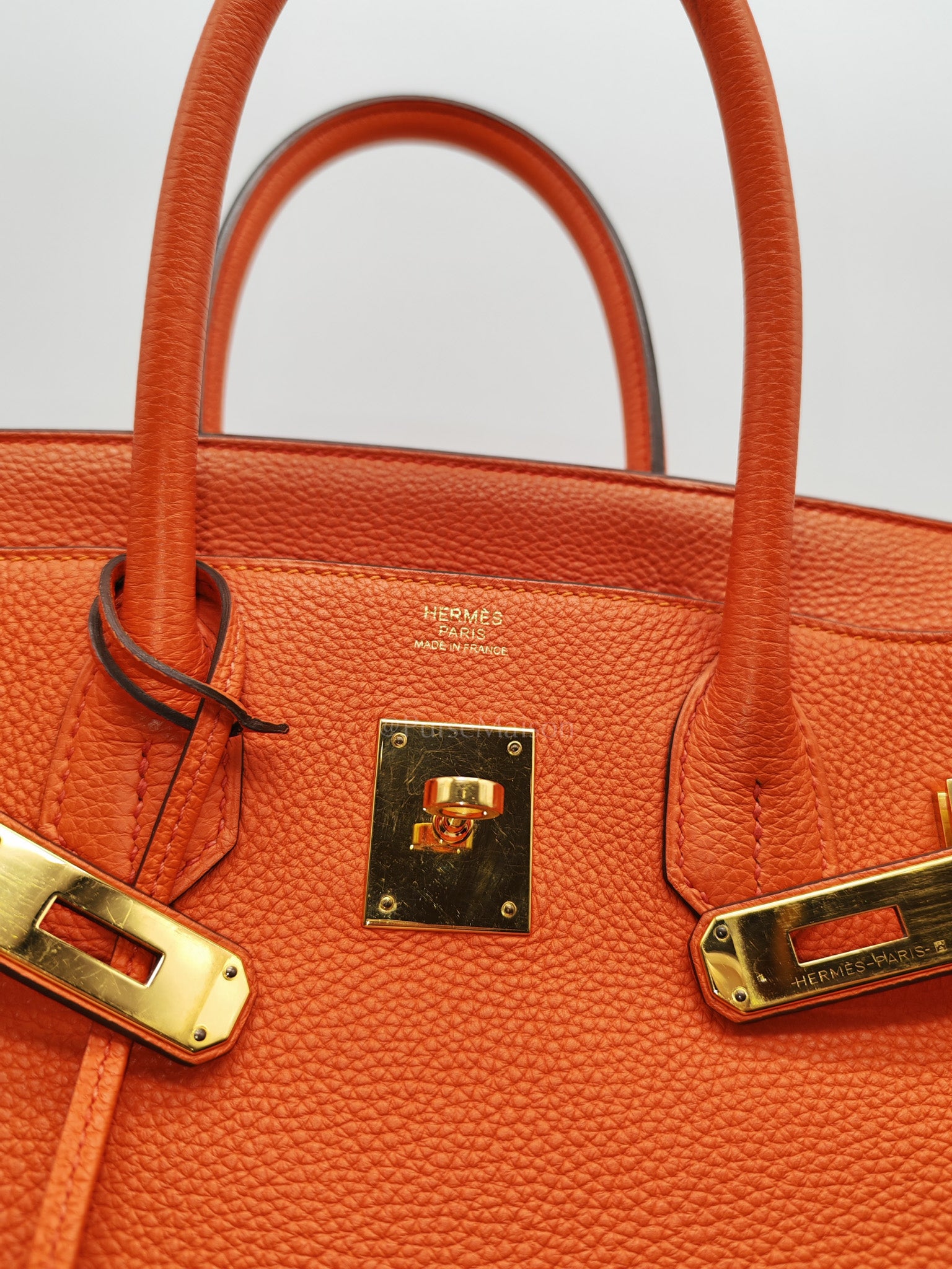 Birkin 30 in Poppy Orange Togo Leather & Gold Hardware Stamp A (2017)