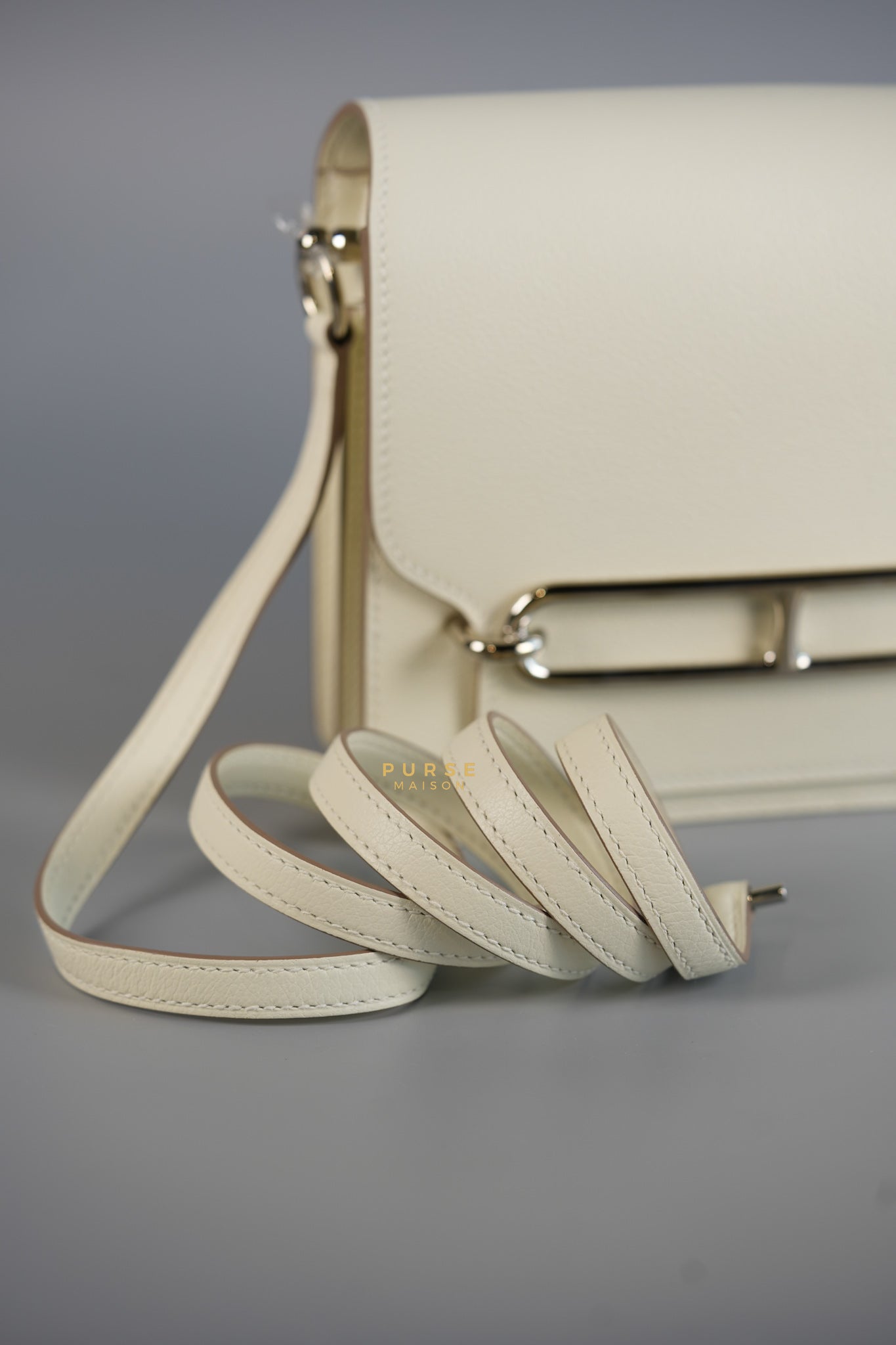 Roulis Mini in Nata Evercolor Leather and Palladium Hardwares Stamp U | Purse Maison Luxury Bags Shop