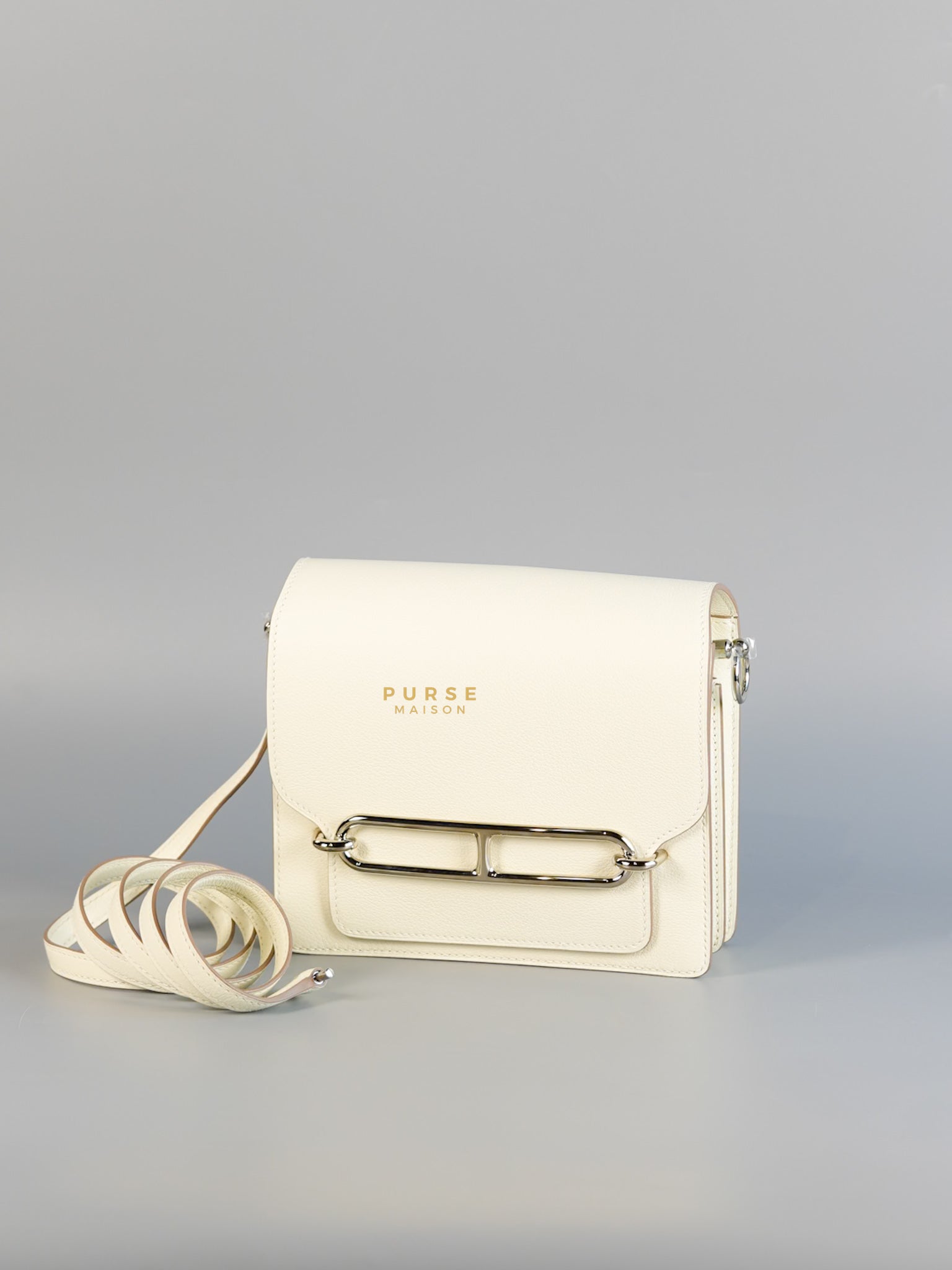 Roulis Mini in Nata Evercolor Leather and Palladium Hardwares Stamp U | Purse Maison Luxury Bags Shop