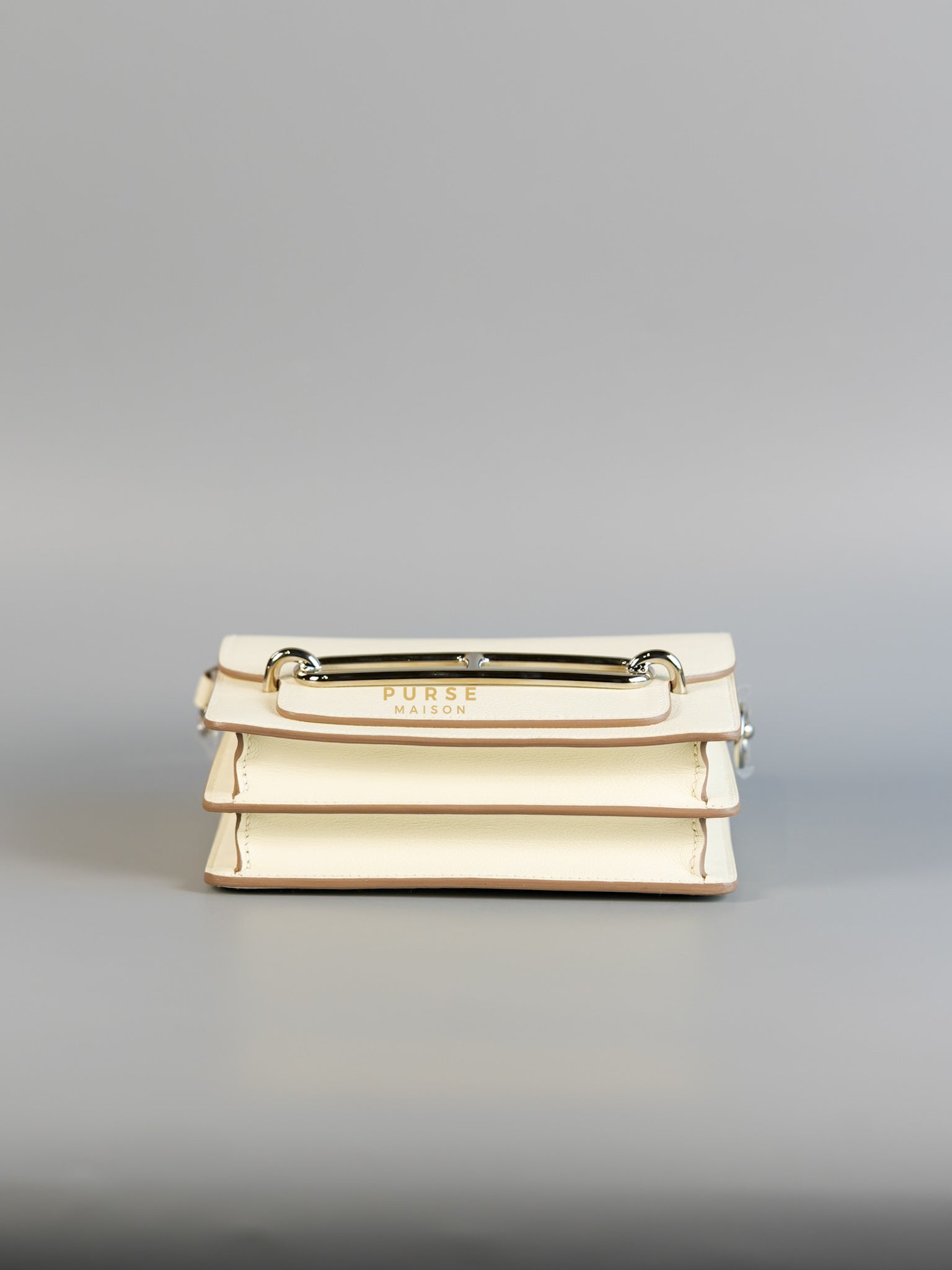 Roulis Mini in Nata Evercolor Leather and Palladium Hardwares Stamp U | Purse Maison Luxury Bags Shop