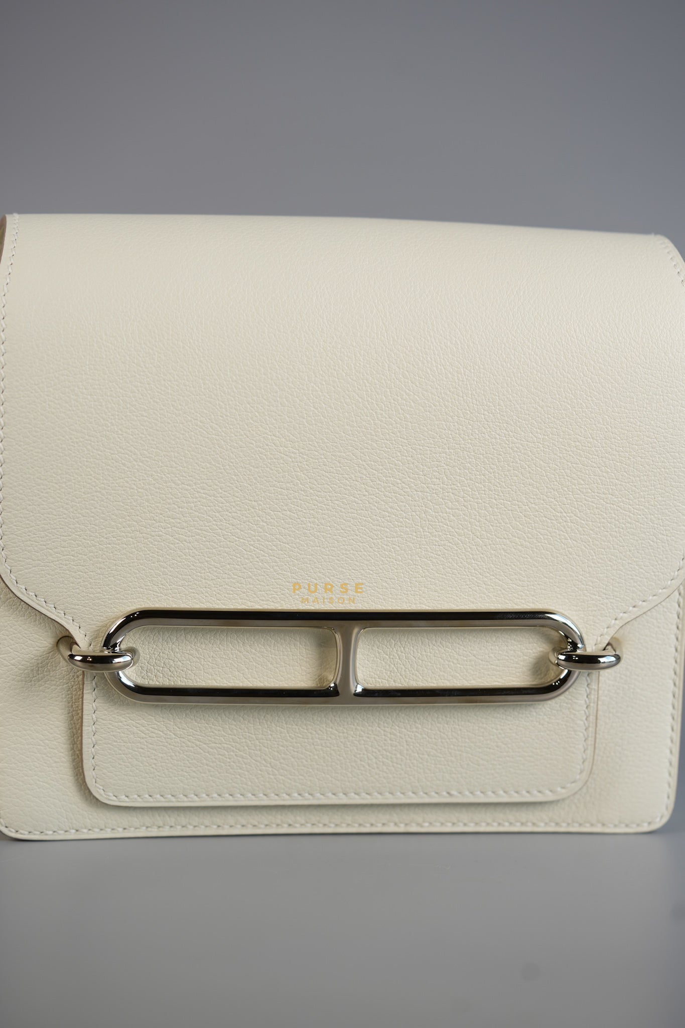 Roulis Mini in Nata Evercolor Leather and Palladium Hardwares Stamp U | Purse Maison Luxury Bags Shop