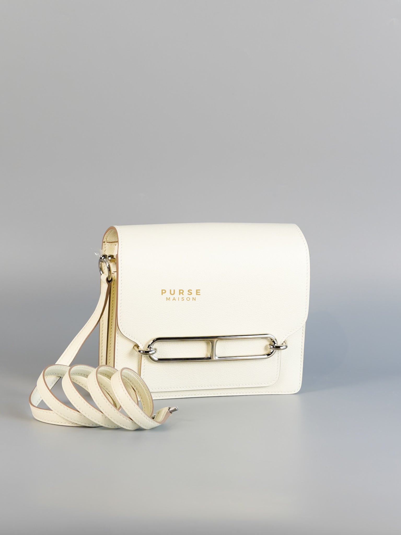 Roulis Mini in Nata Evercolor Leather and Palladium Hardwares Stamp U | Purse Maison Luxury Bags Shop