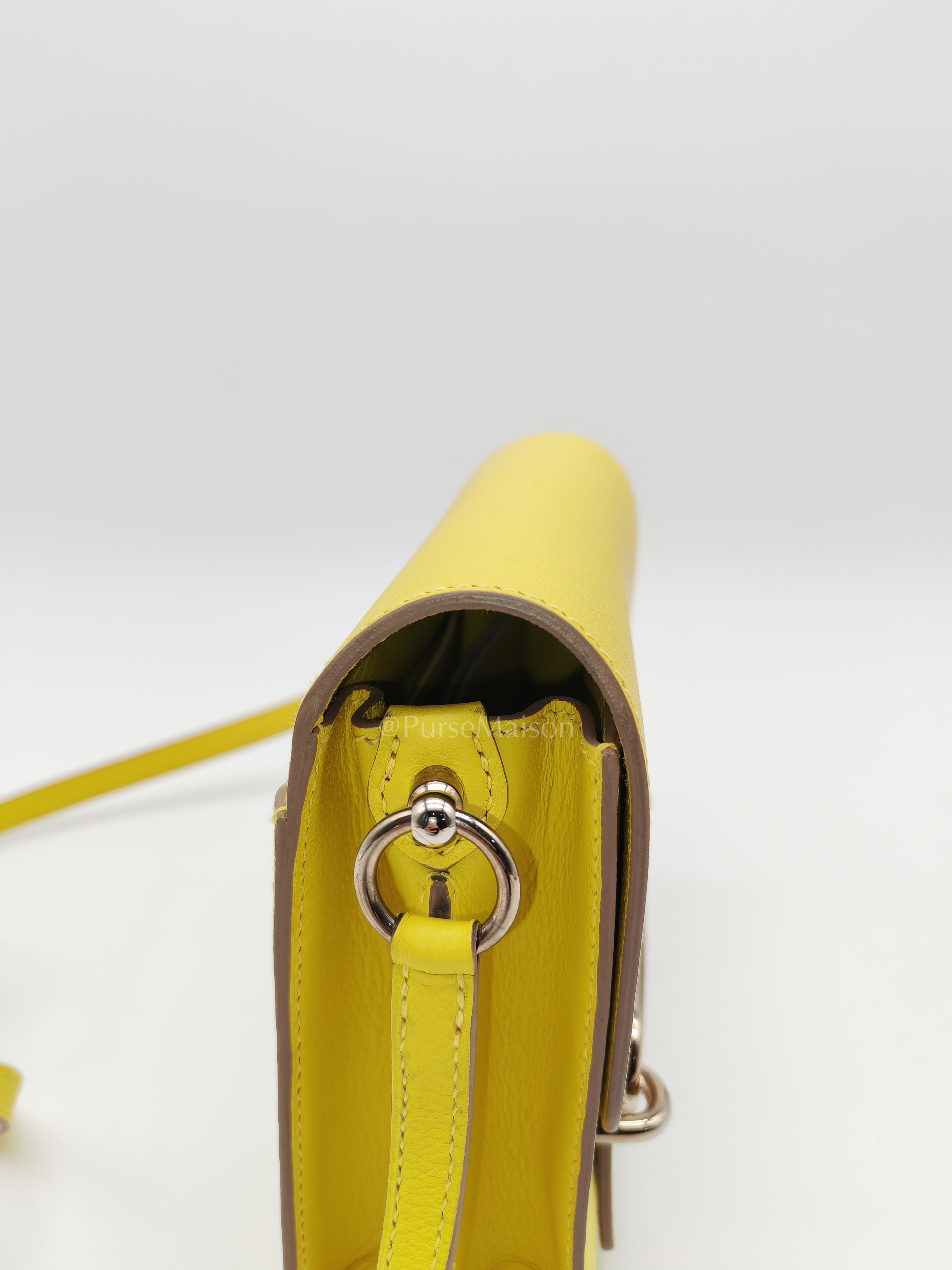 Roulis Mini in Vibrant Lime Evercolor Leather & Light Gold Hardware Stamp D (2019) | Purse Maison Luxury Bags Shop