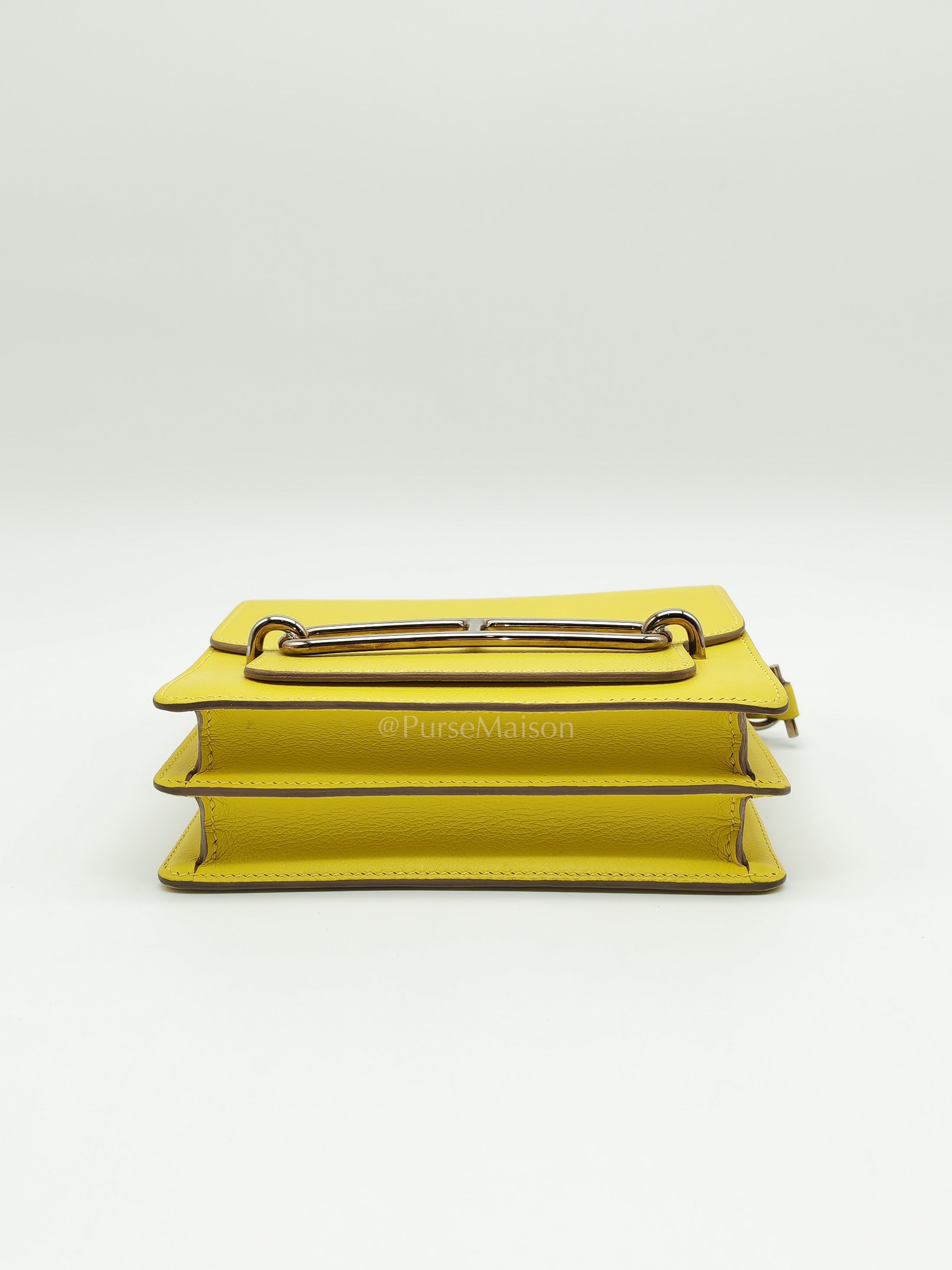 Roulis Mini in Vibrant Lime Evercolor Leather & Light Gold Hardware Stamp D (2019) | Purse Maison Luxury Bags Shop