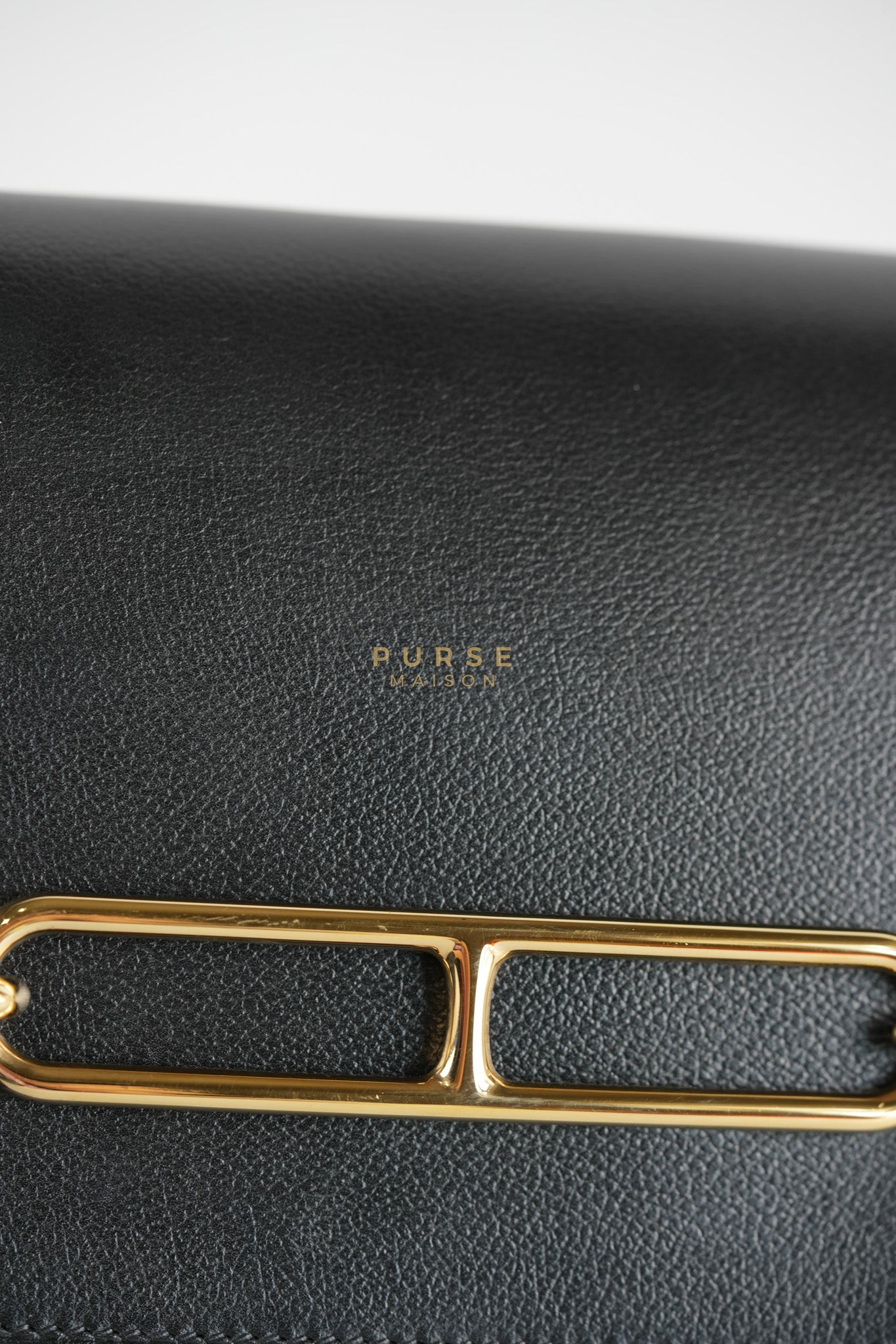 Roulis Mini Veau Evergrain Noir in Gold Hardware Stamp B (2023) | Purse Maison Luxury Bags Shop