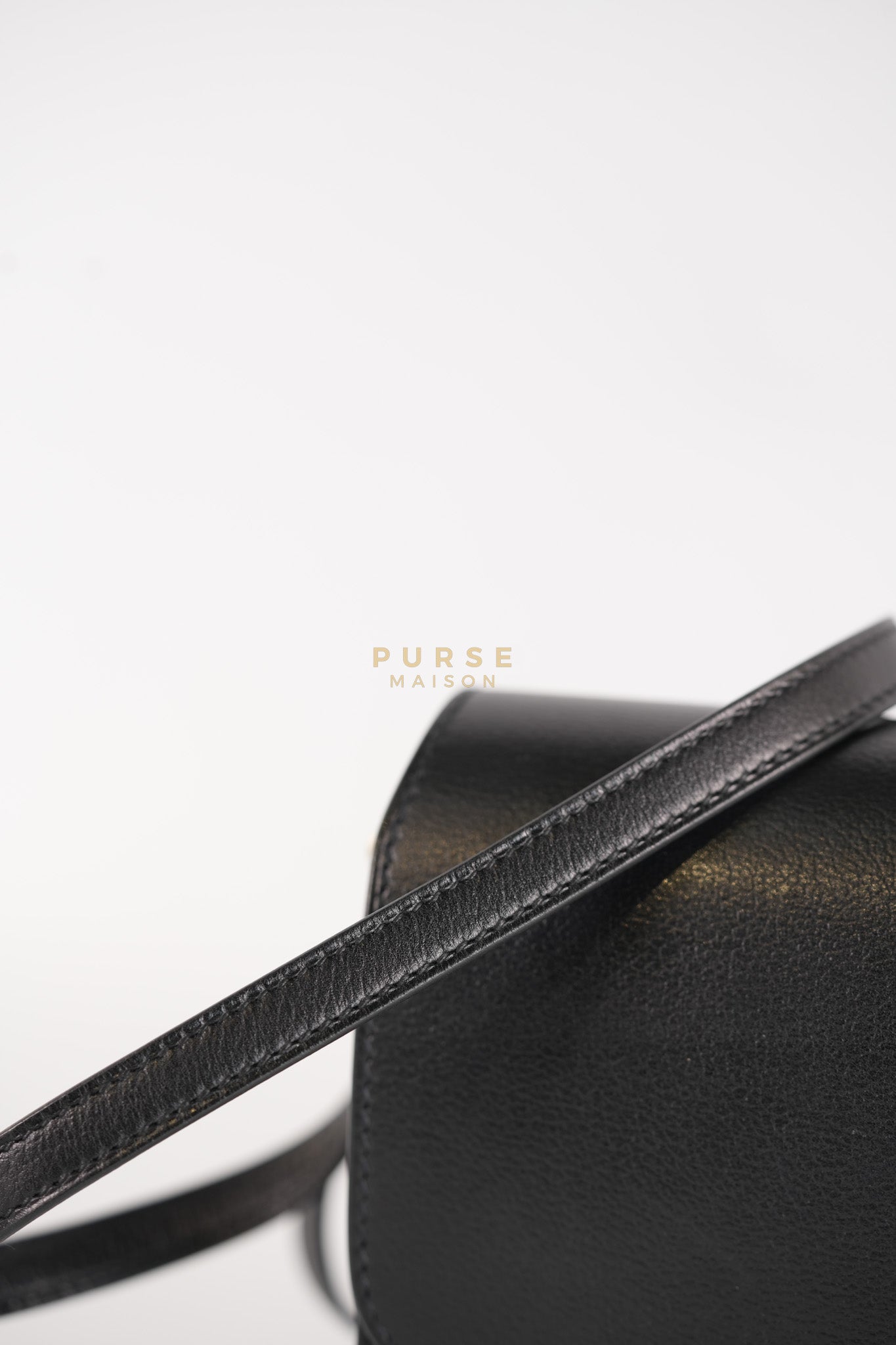 Roulis Mini Veau Evergrain Noir in Gold Hardware Stamp B (2023) | Purse Maison Luxury Bags Shop