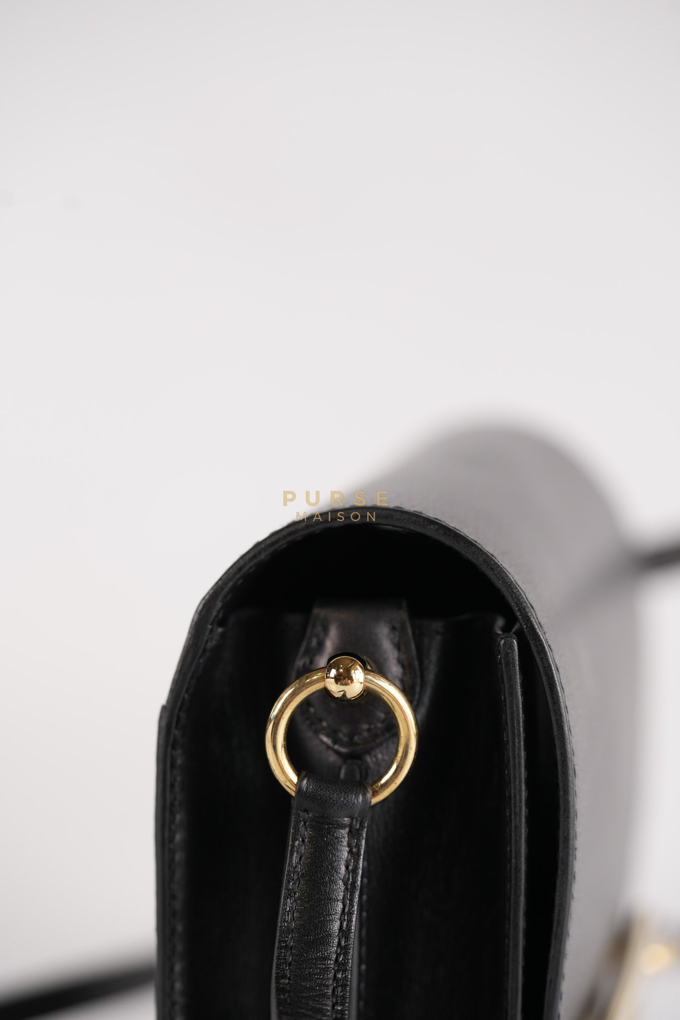 Roulis Mini Veau Evergrain Noir in Gold Hardware Stamp B (2023) | Purse Maison Luxury Bags Shop