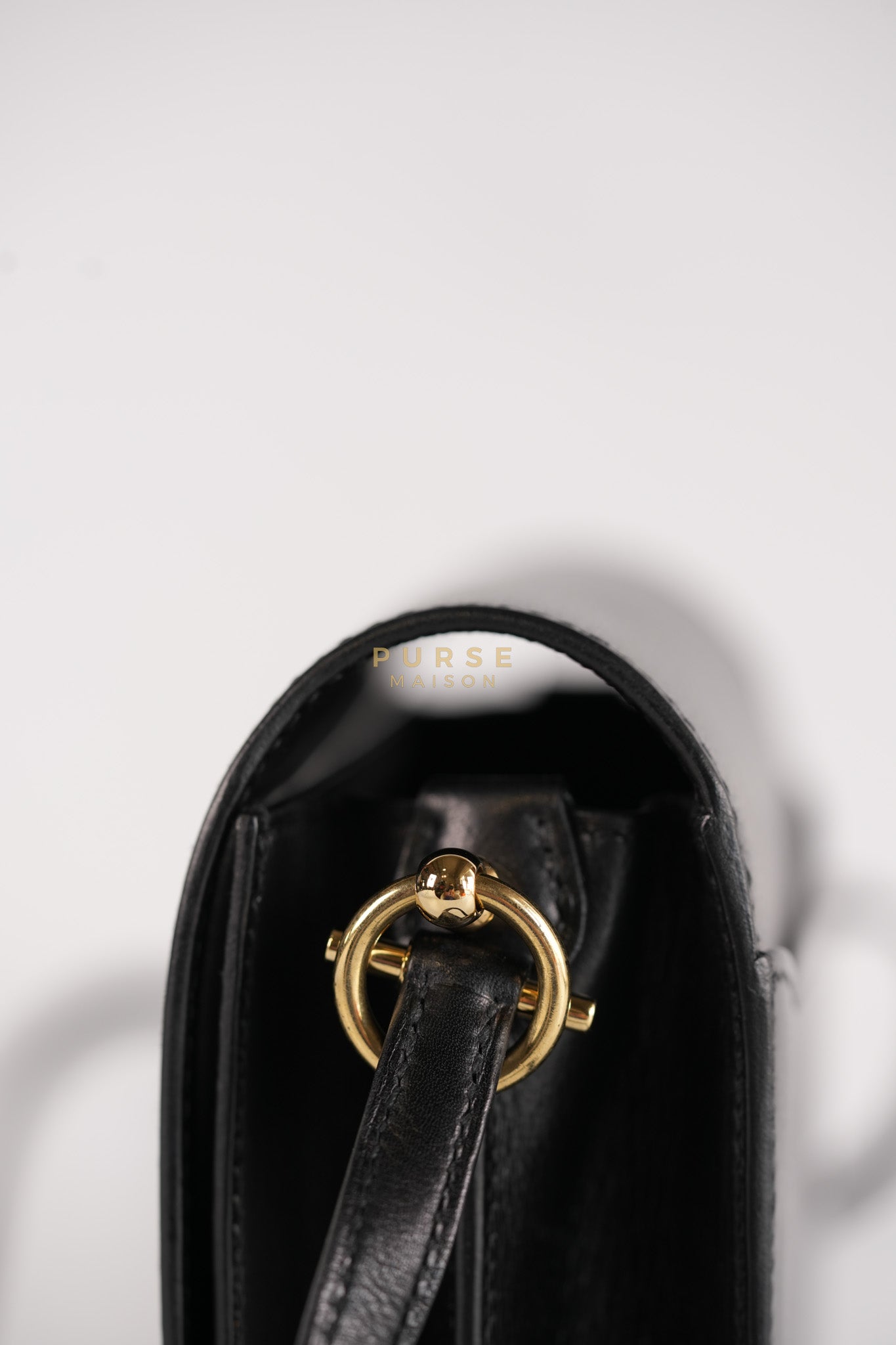 Roulis Mini Veau Evergrain Noir in Gold Hardware Stamp B (2023) | Purse Maison Luxury Bags Shop