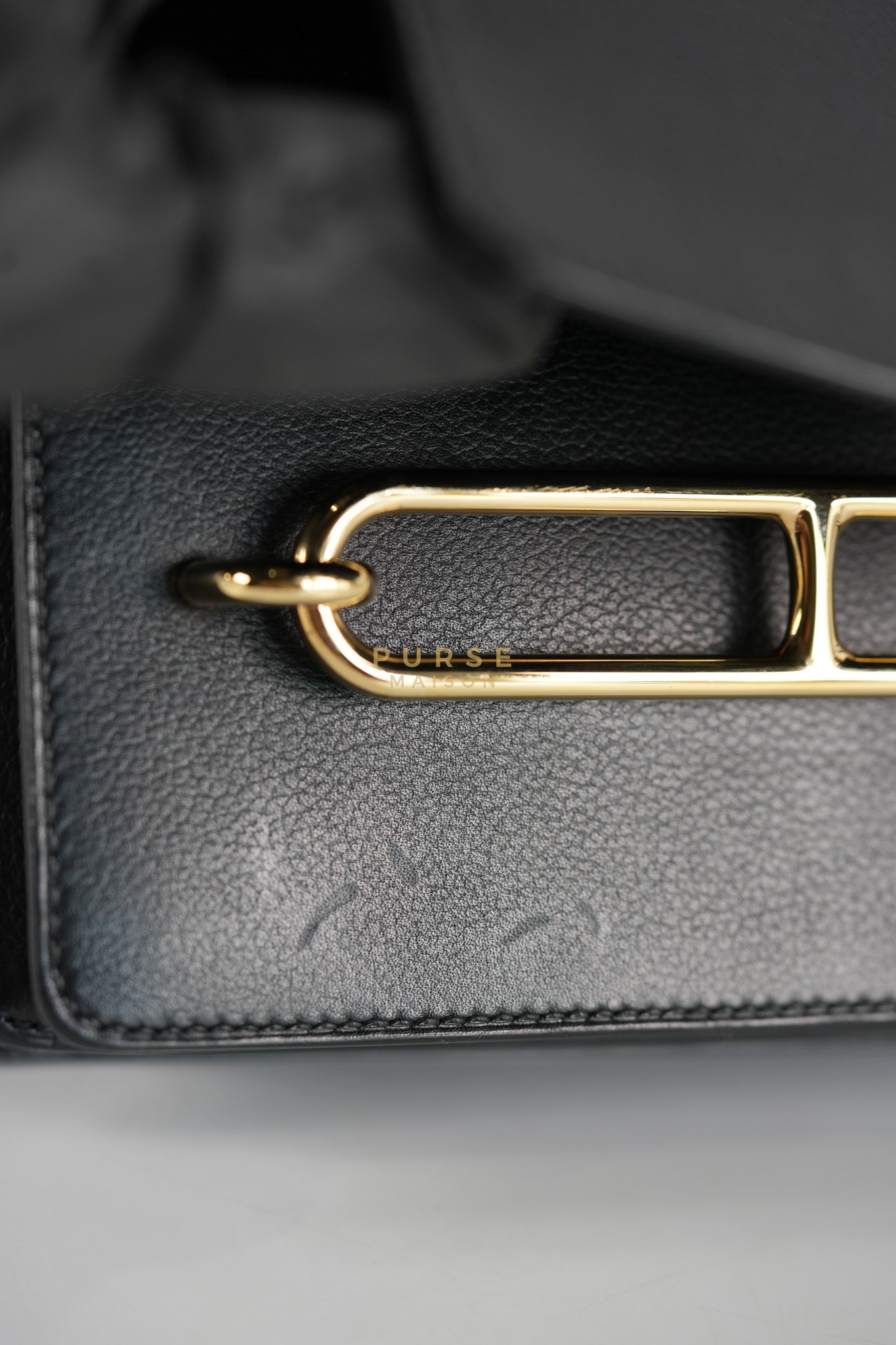 Roulis Mini Veau Evergrain Noir in Gold Hardware Stamp B (2023) | Purse Maison Luxury Bags Shop