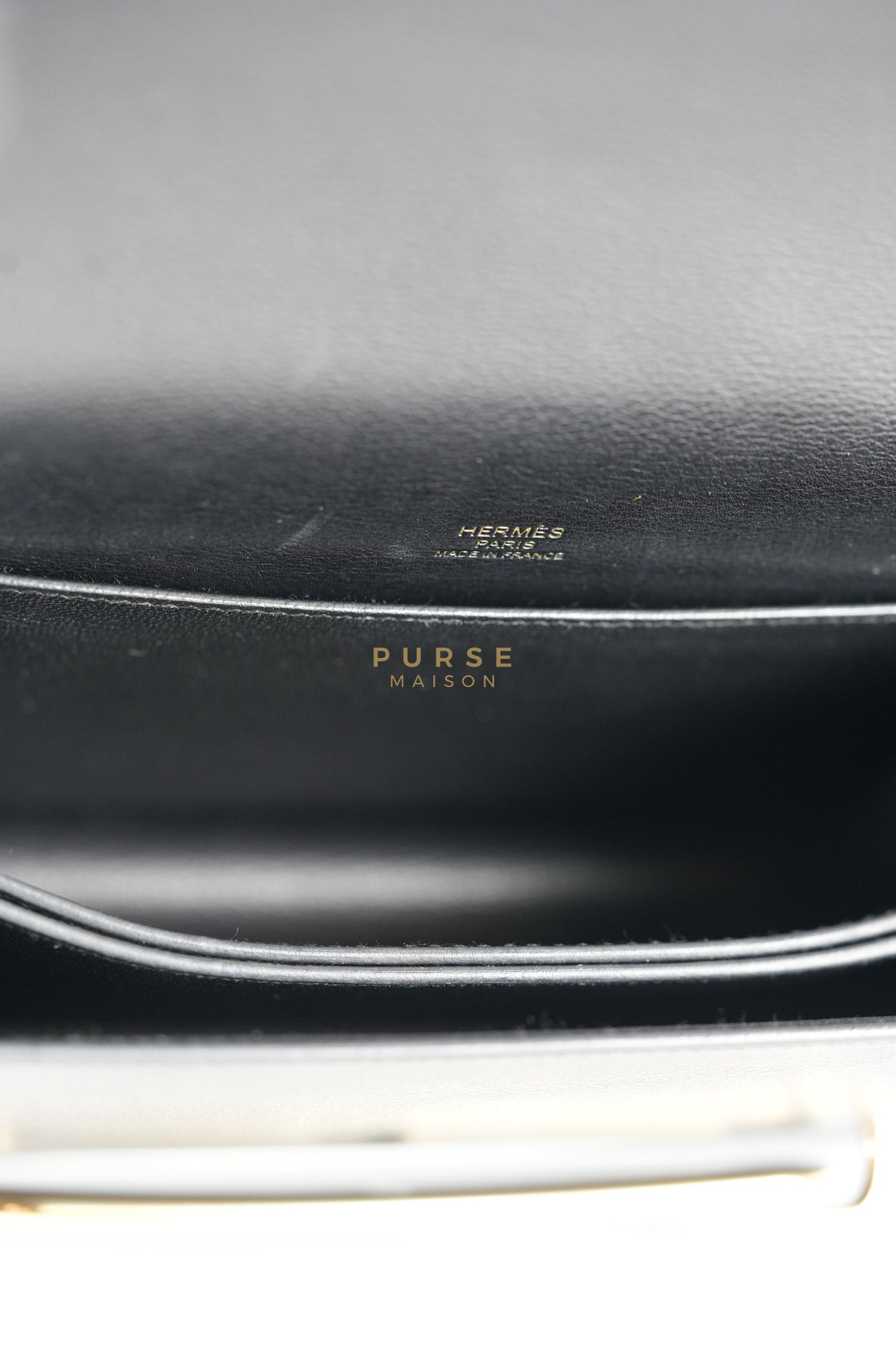 Roulis Mini Veau Evergrain Noir in Gold Hardware Stamp B (2023) | Purse Maison Luxury Bags Shop
