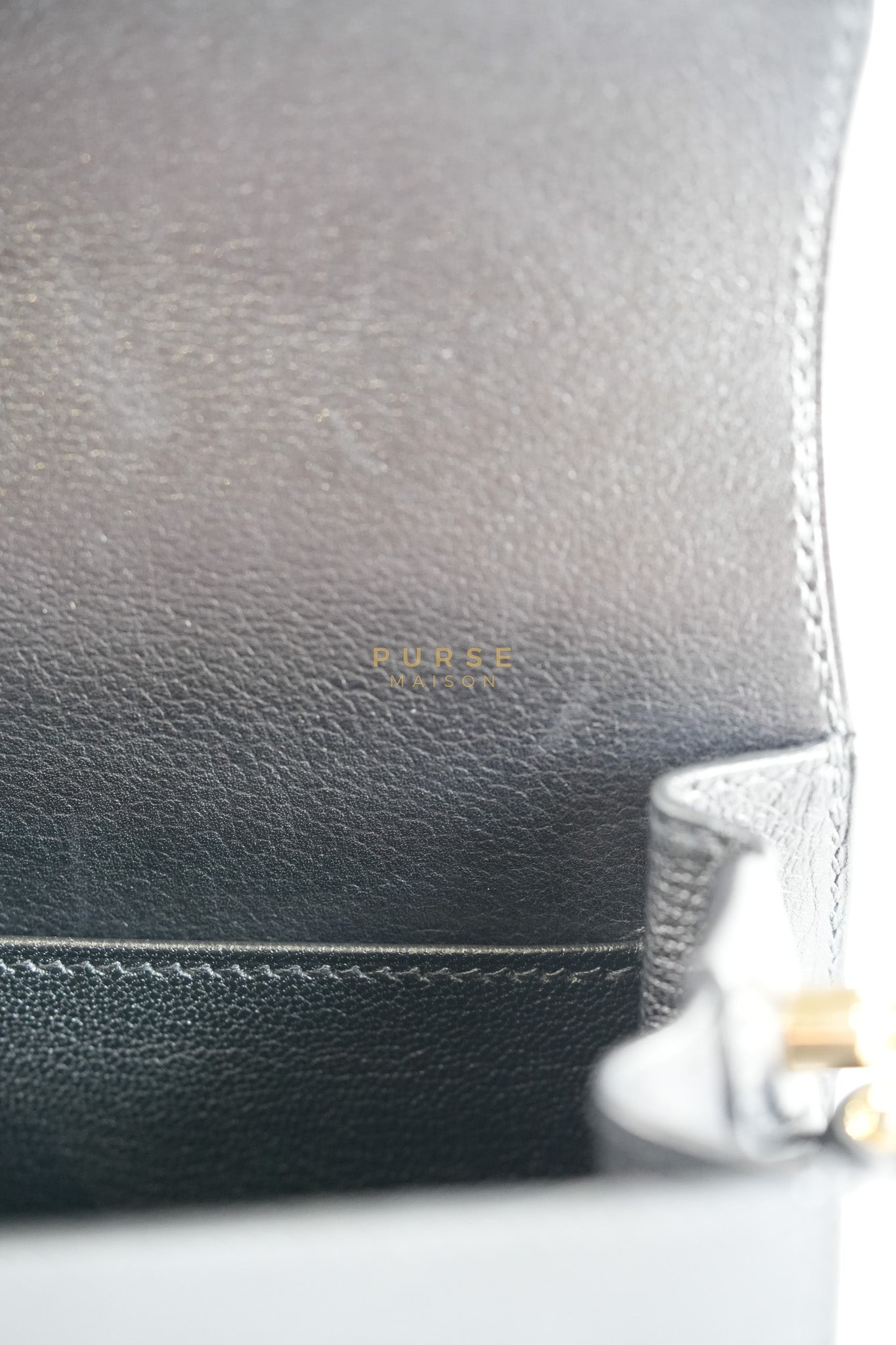 Roulis Mini Veau Evergrain Noir in Gold Hardware Stamp B (2023) | Purse Maison Luxury Bags Shop