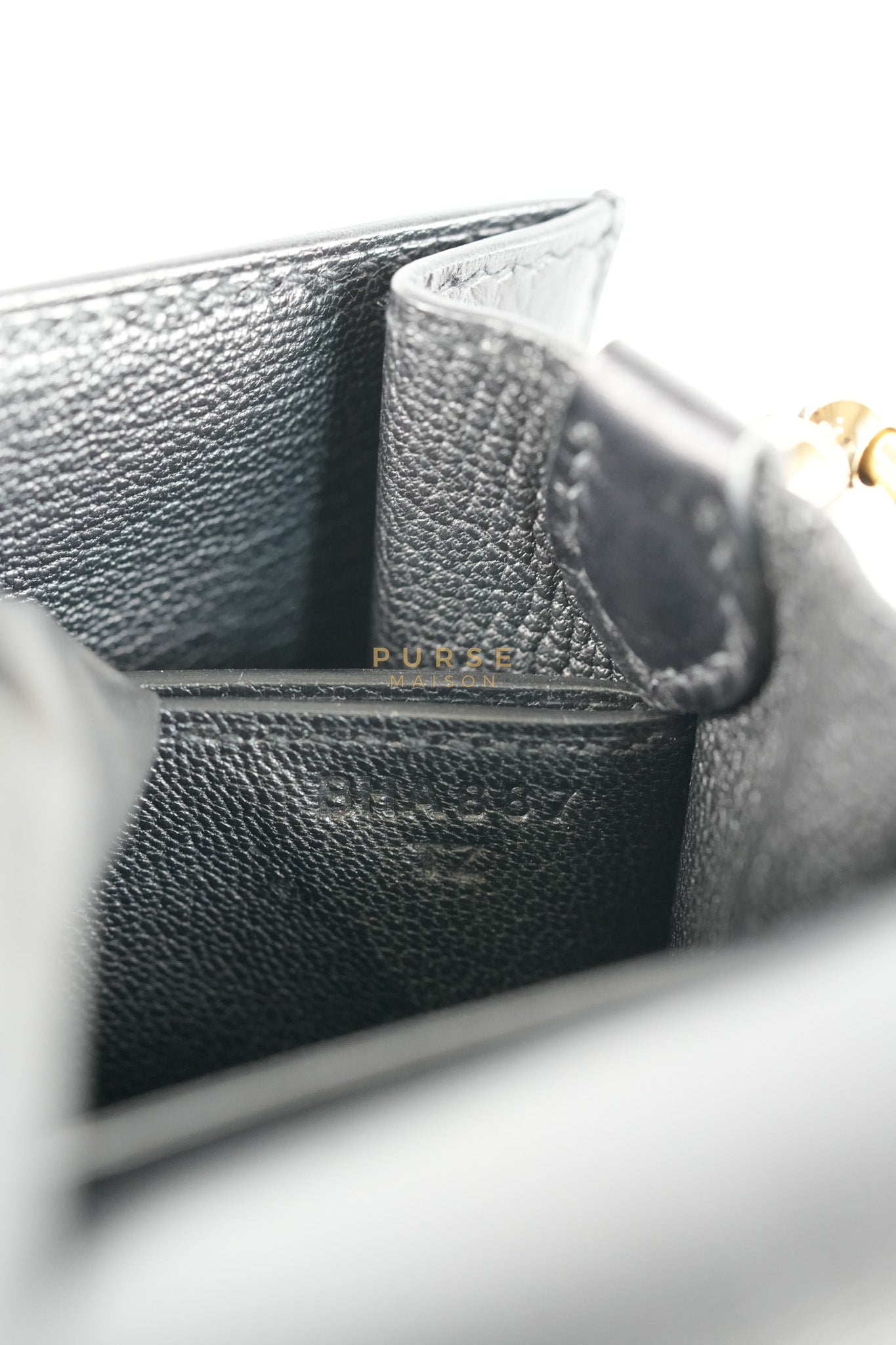 Roulis Mini Veau Evergrain Noir in Gold Hardware Stamp B (2023) | Purse Maison Luxury Bags Shop