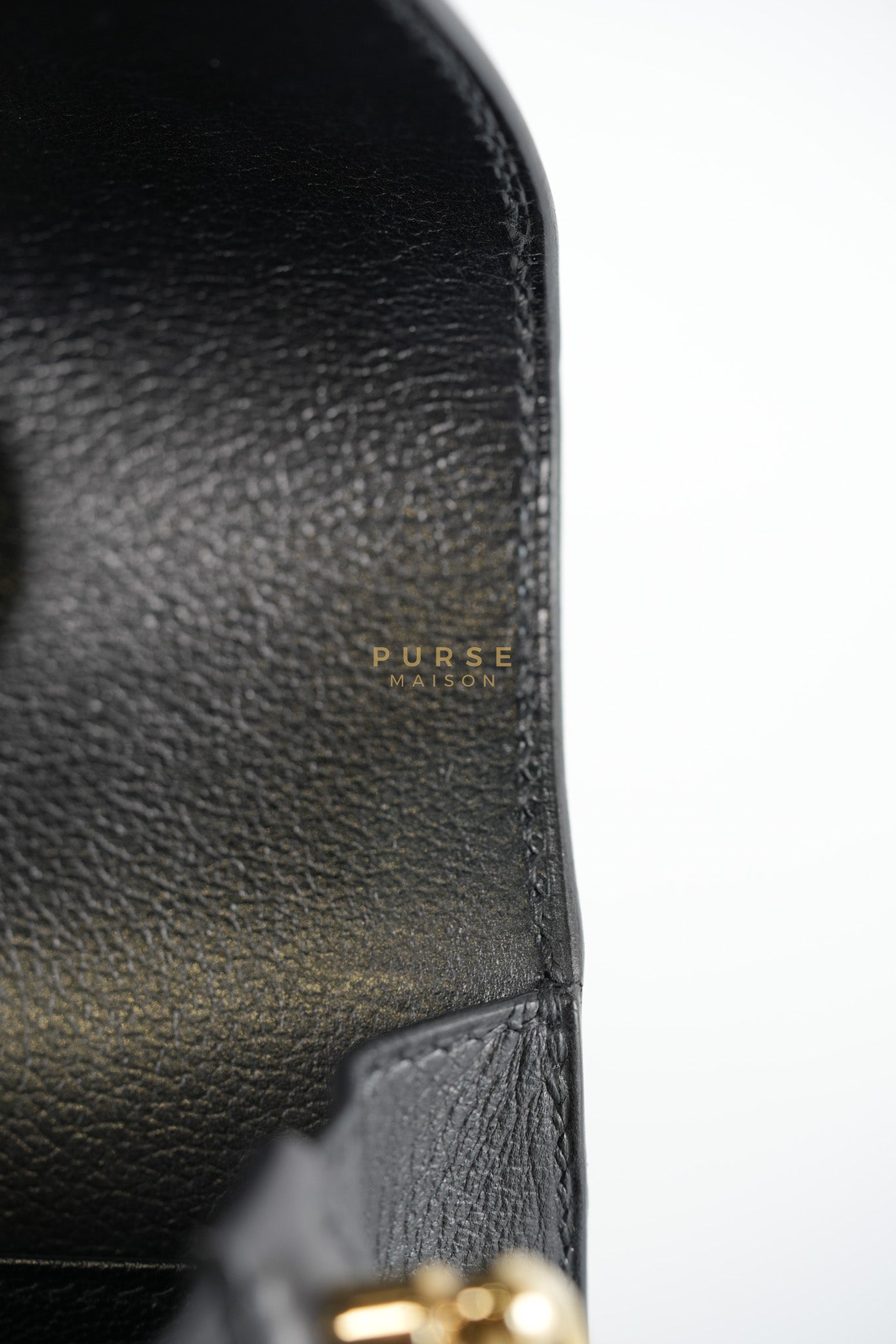 Roulis Mini Veau Evergrain Noir in Gold Hardware Stamp B (2023) | Purse Maison Luxury Bags Shop