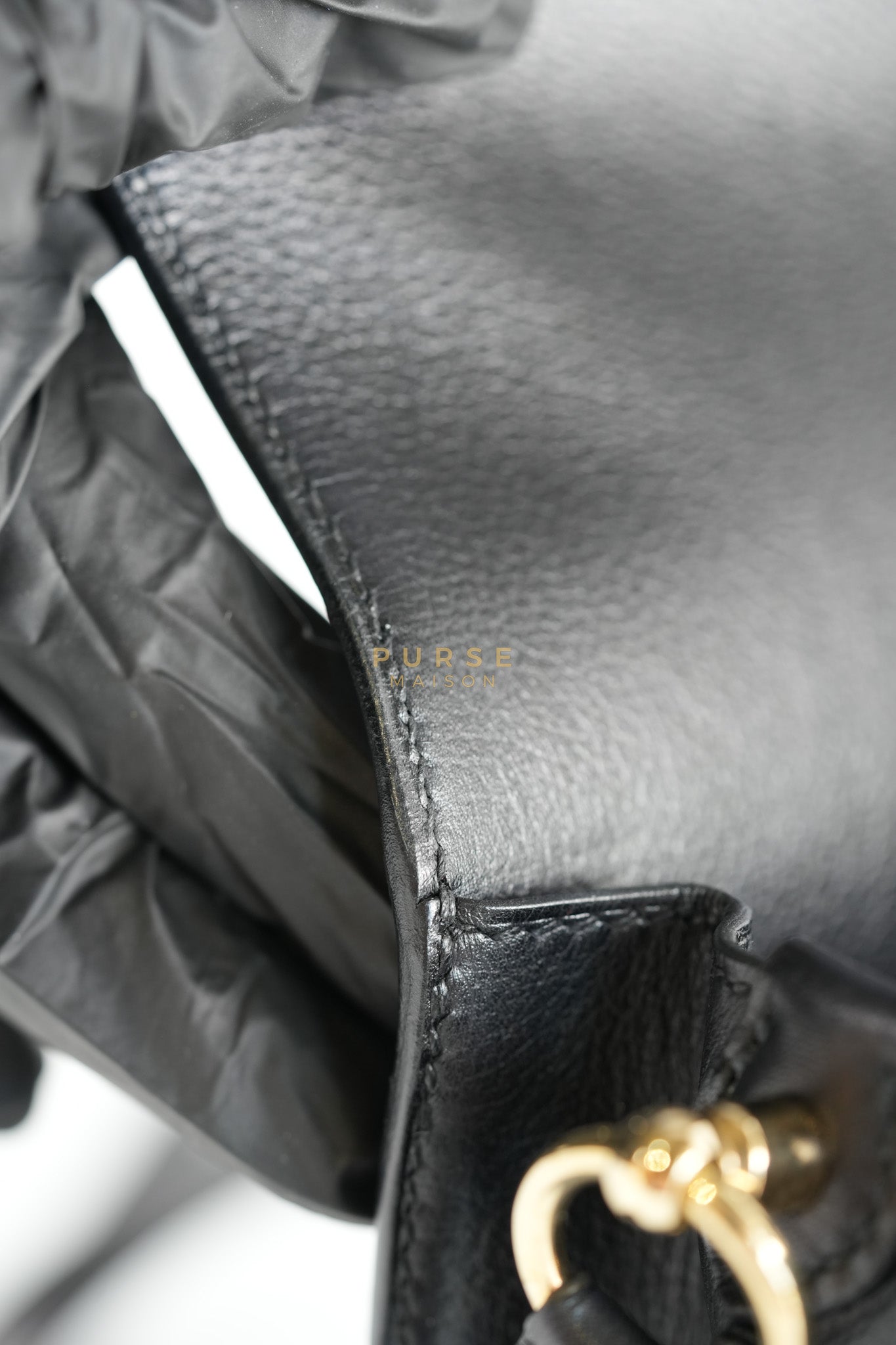 Roulis Mini Veau Evergrain Noir in Gold Hardware Stamp B (2023) | Purse Maison Luxury Bags Shop
