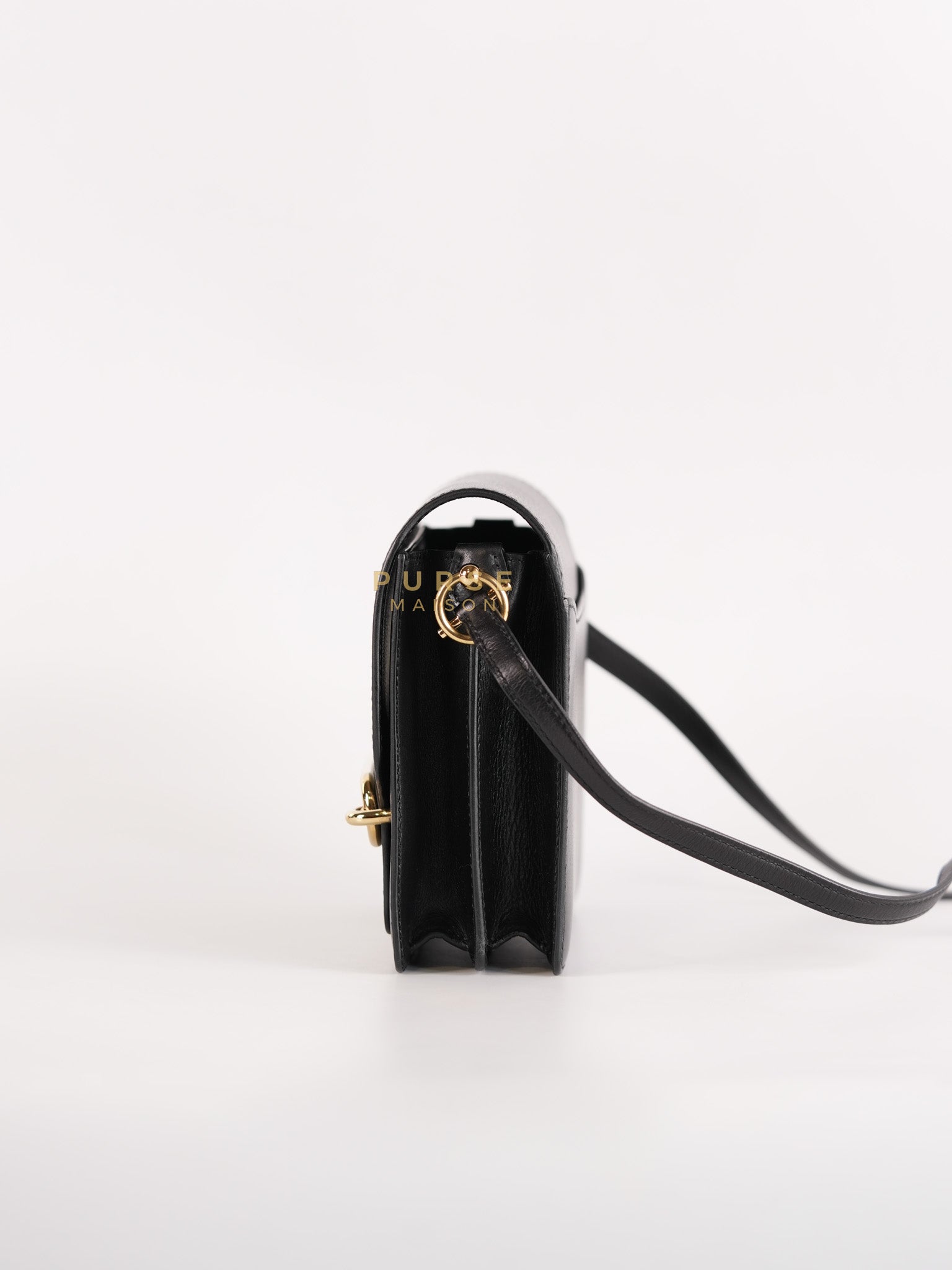 Roulis Mini Veau Evergrain Noir in Gold Hardware Stamp B (2023) | Purse Maison Luxury Bags Shop