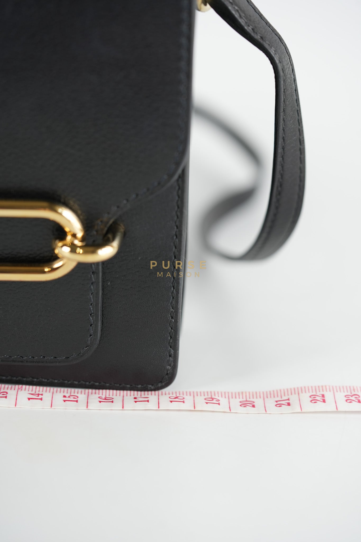 Roulis Mini Veau Evergrain Noir in Gold Hardware Stamp B (2023) | Purse Maison Luxury Bags Shop