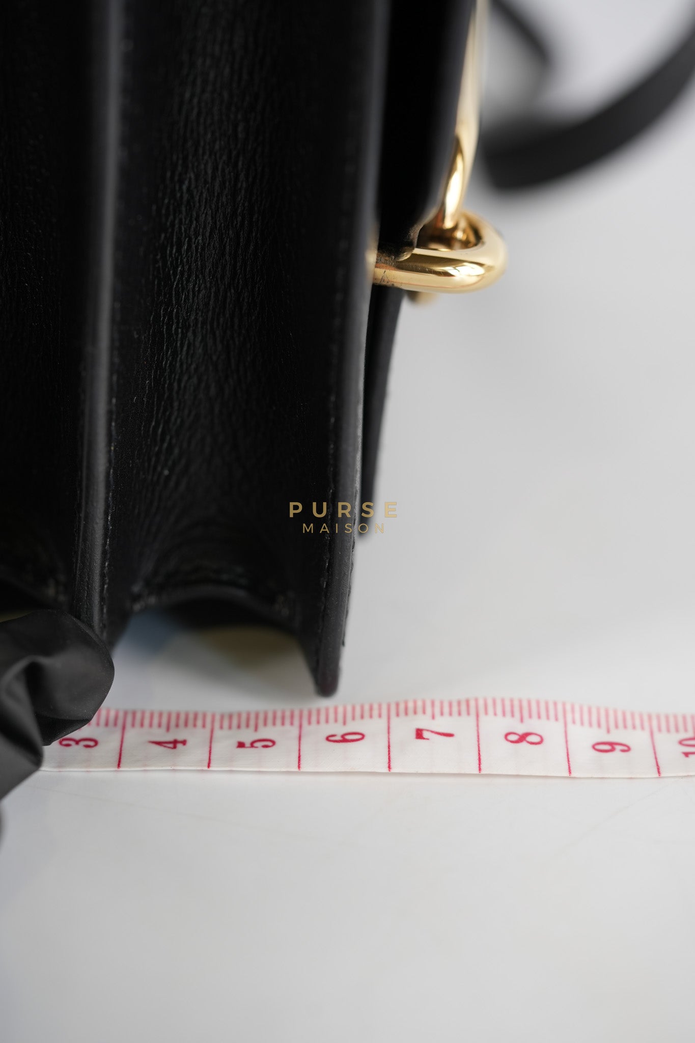 Roulis Mini Veau Evergrain Noir in Gold Hardware Stamp B (2023) | Purse Maison Luxury Bags Shop