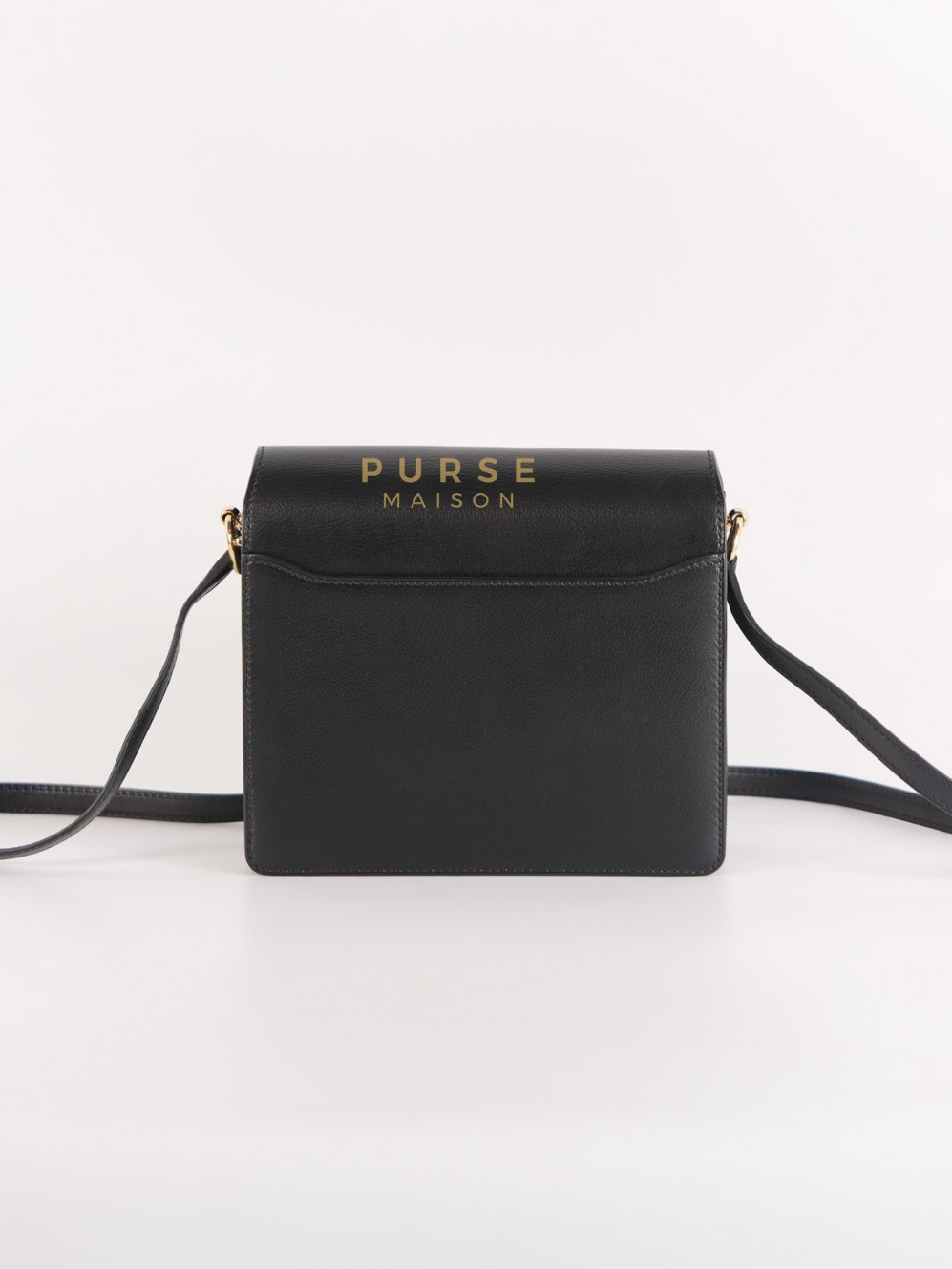 Roulis Mini Veau Evergrain Noir in Gold Hardware Stamp B (2023) | Purse Maison Luxury Bags Shop