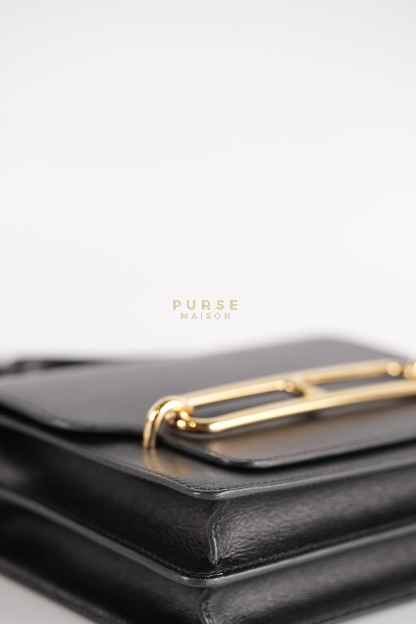 Roulis Mini Veau Evergrain Noir in Gold Hardware Stamp B (2023) | Purse Maison Luxury Bags Shop