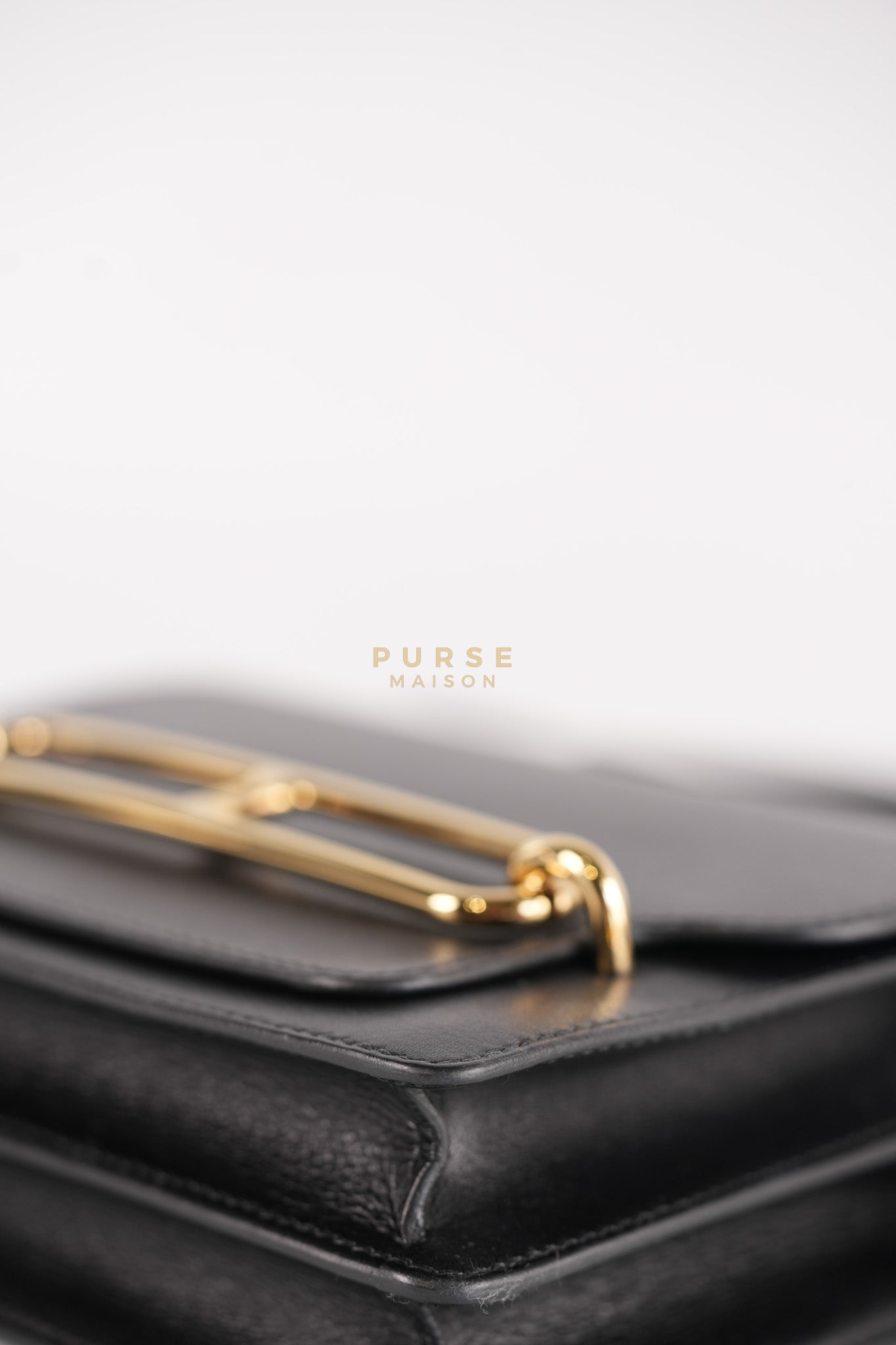 Roulis Mini Veau Evergrain Noir in Gold Hardware Stamp B (2023) | Purse Maison Luxury Bags Shop