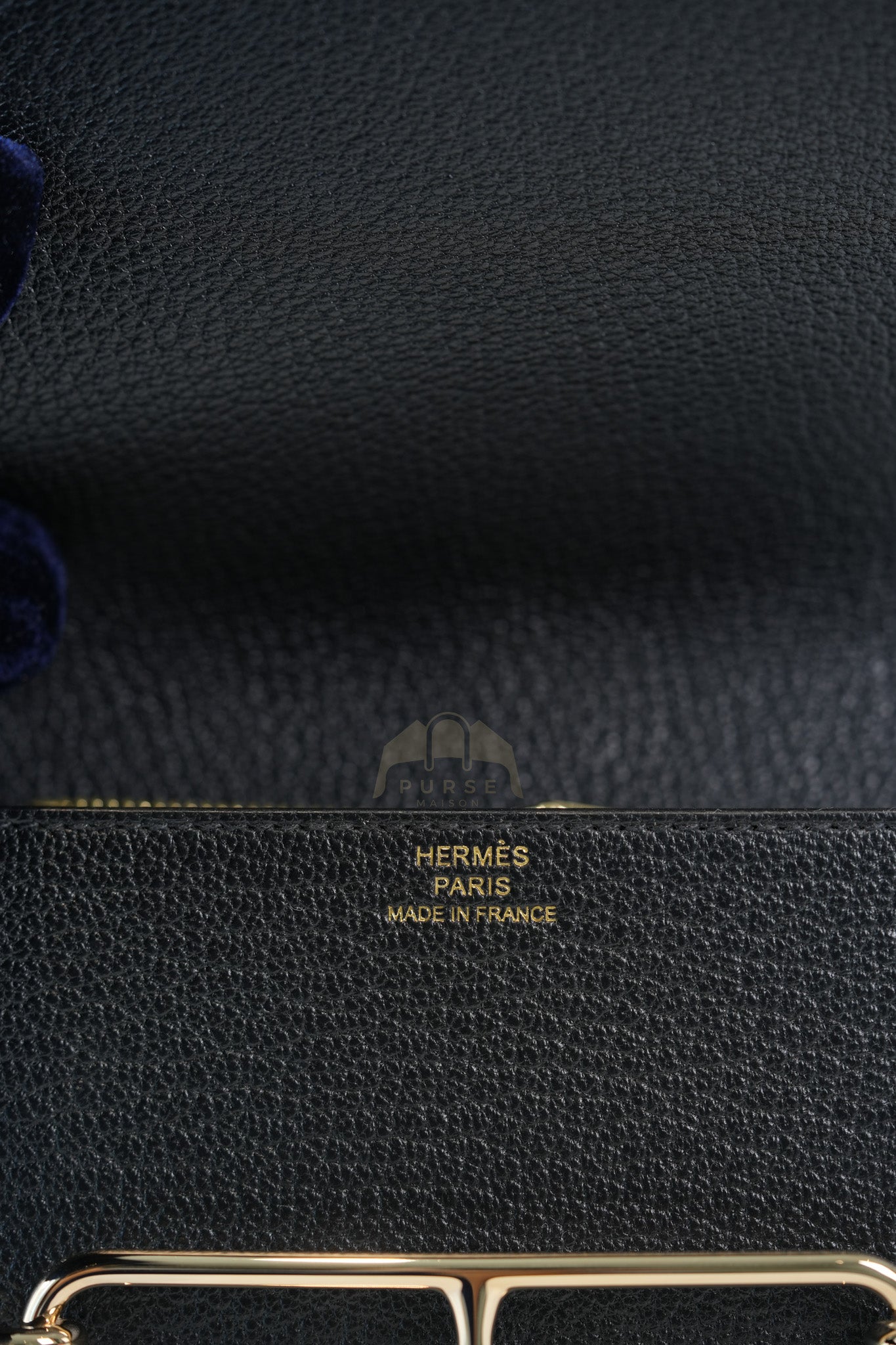 Roulis Slim Black in Chevre Mysore Leather and Gold Hardware Stamp B (2023) | Purse Maison Luxury Bags Shop