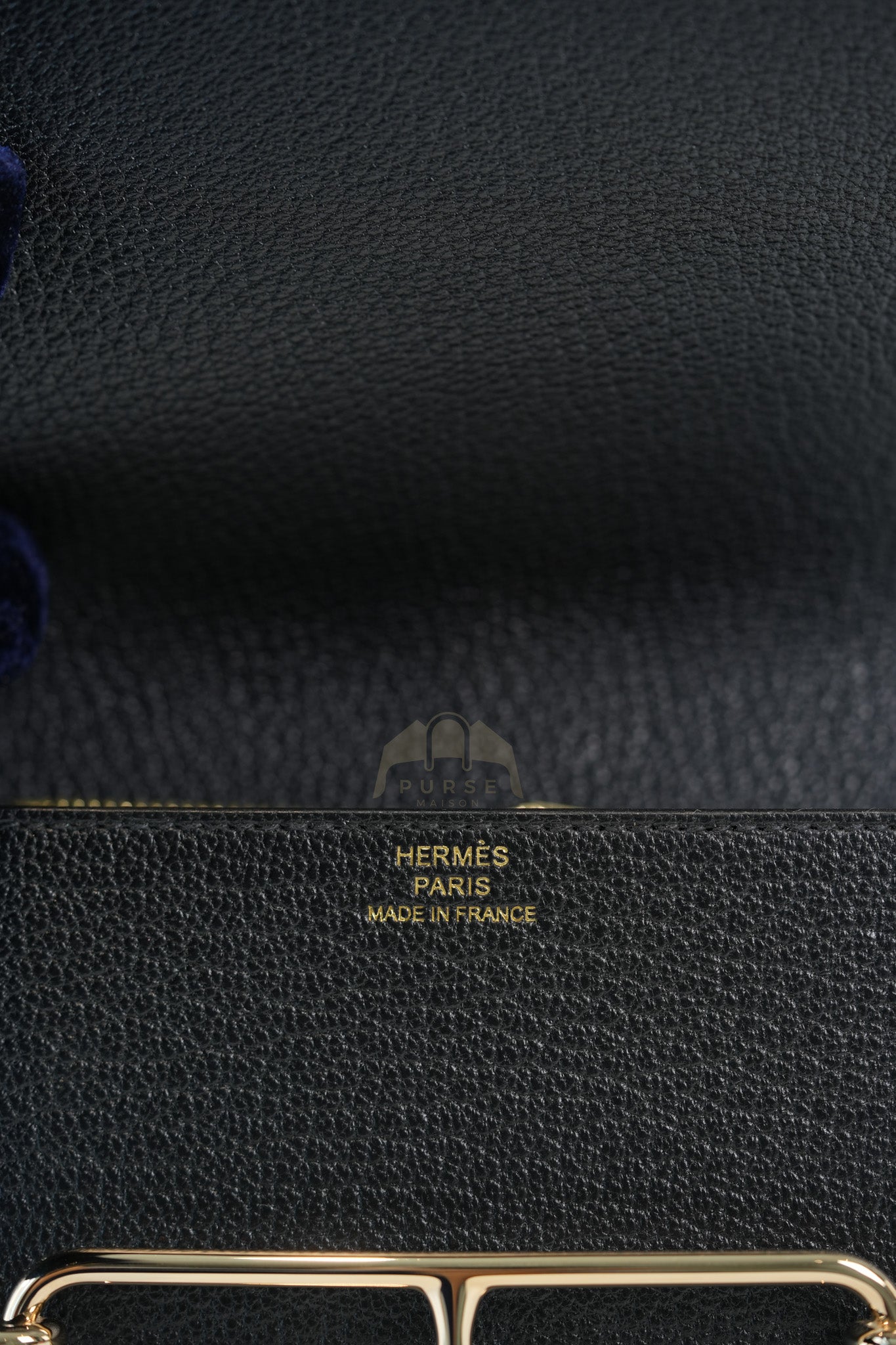 Roulis Slim Black in Chevre Mysore Leather and Gold Hardware Stamp B (2023) | Purse Maison Luxury Bags Shop