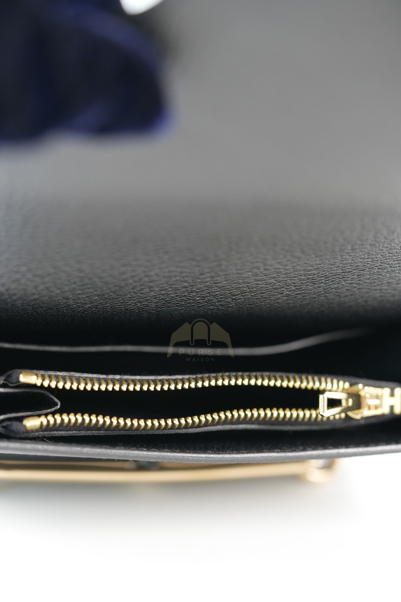 Roulis Slim Black in Chevre Mysore Leather and Gold Hardware Stamp B (2023) | Purse Maison Luxury Bags Shop