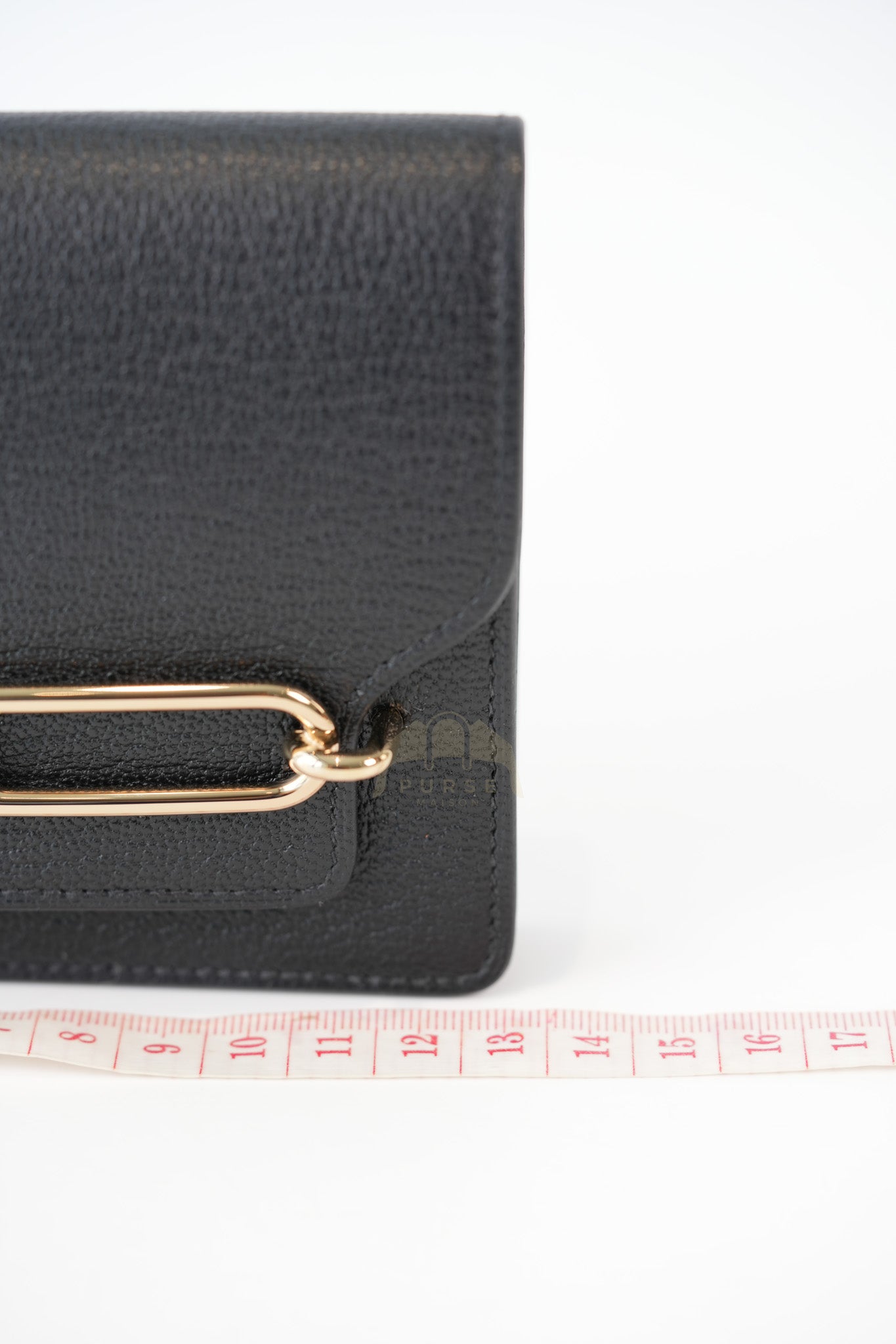 Roulis Slim Black in Chevre Mysore Leather and Gold Hardware Stamp B (2023) | Purse Maison Luxury Bags Shop