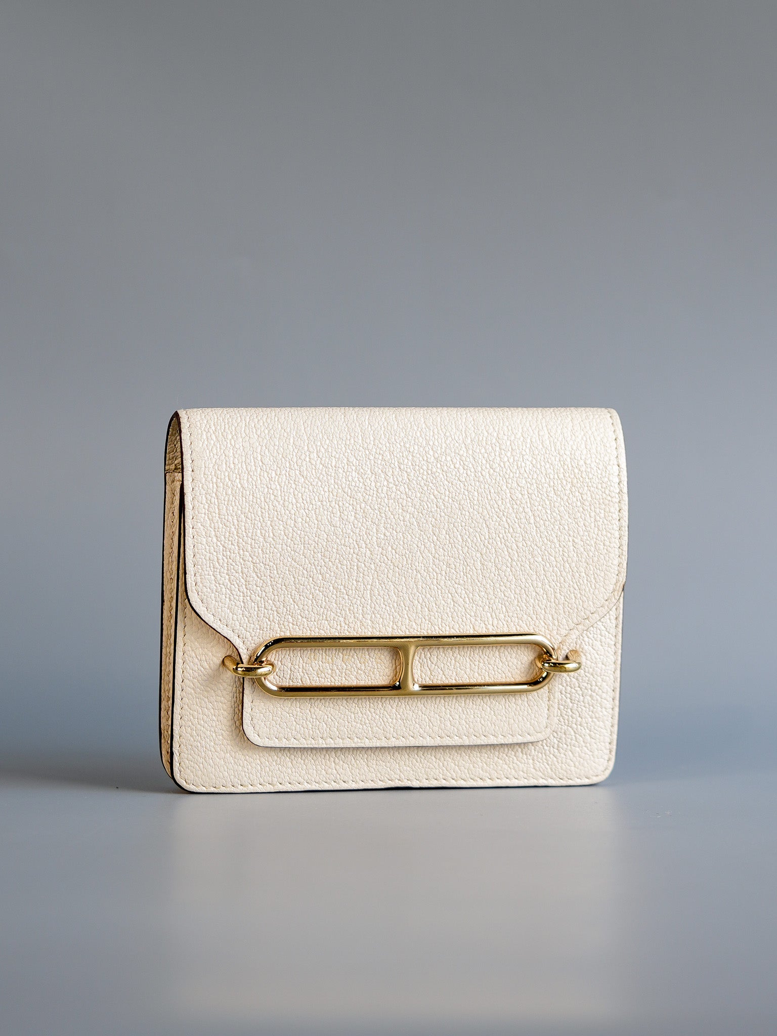 Roulis Slim Compact in Nata Chevre Mysore Leather Stamp B (2023) | Purse Maison Luxury Bags Shop