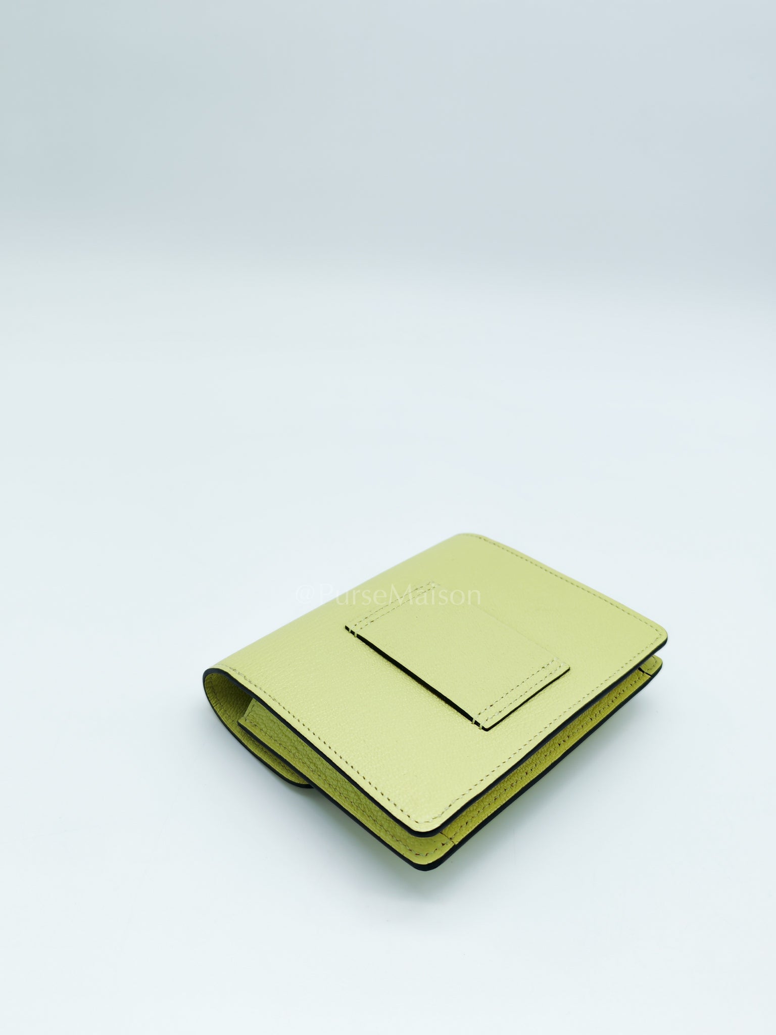 Roulis Slim Wallet in Jaune Bourgeon Chevre Mysore & Palladium Hardware Stamp U(2022) | Purse Maison Luxury Bags Shop