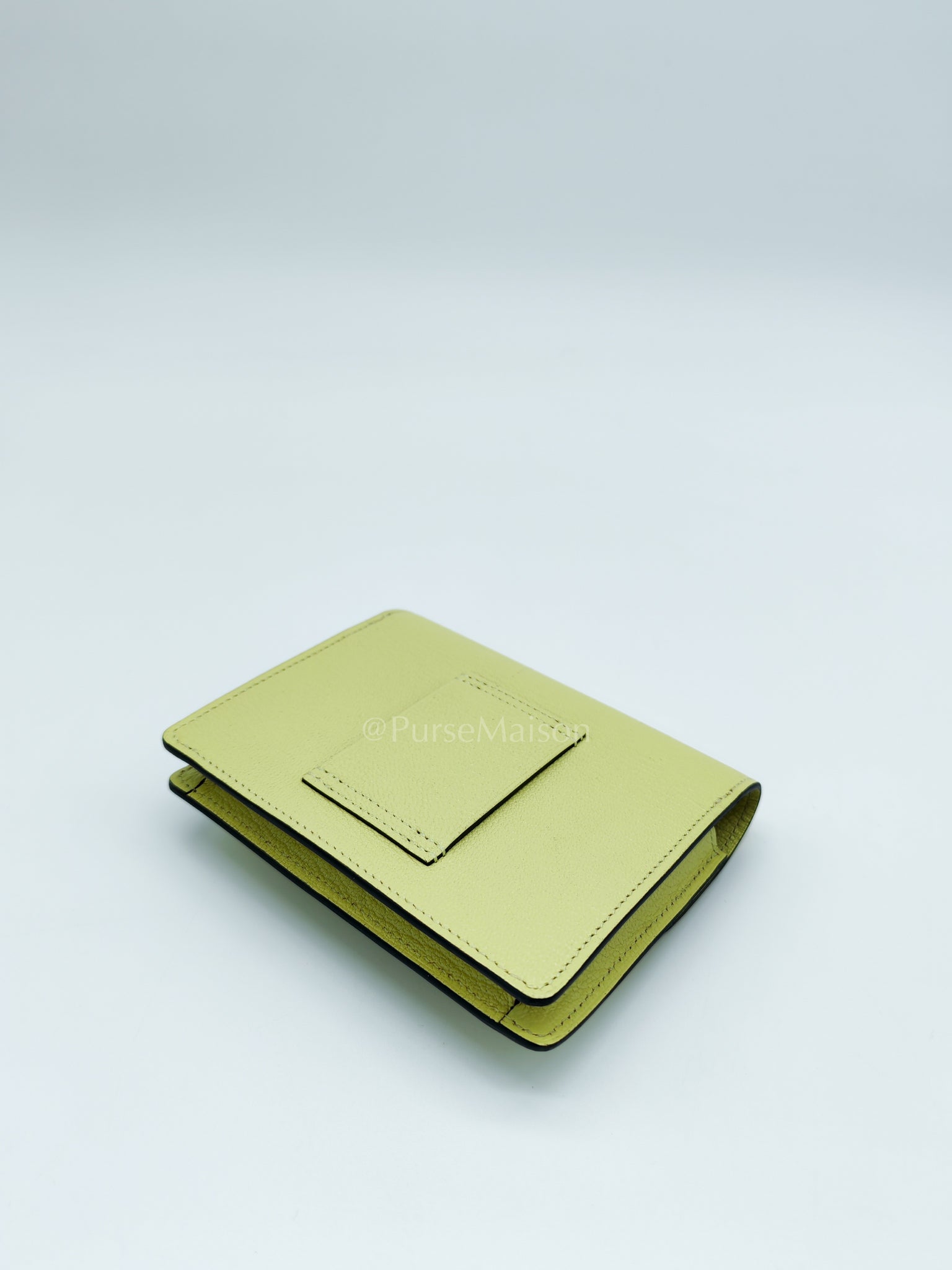 Roulis Slim Wallet in Jaune Bourgeon Chevre Mysore & Palladium Hardware Stamp U(2022) | Purse Maison Luxury Bags Shop