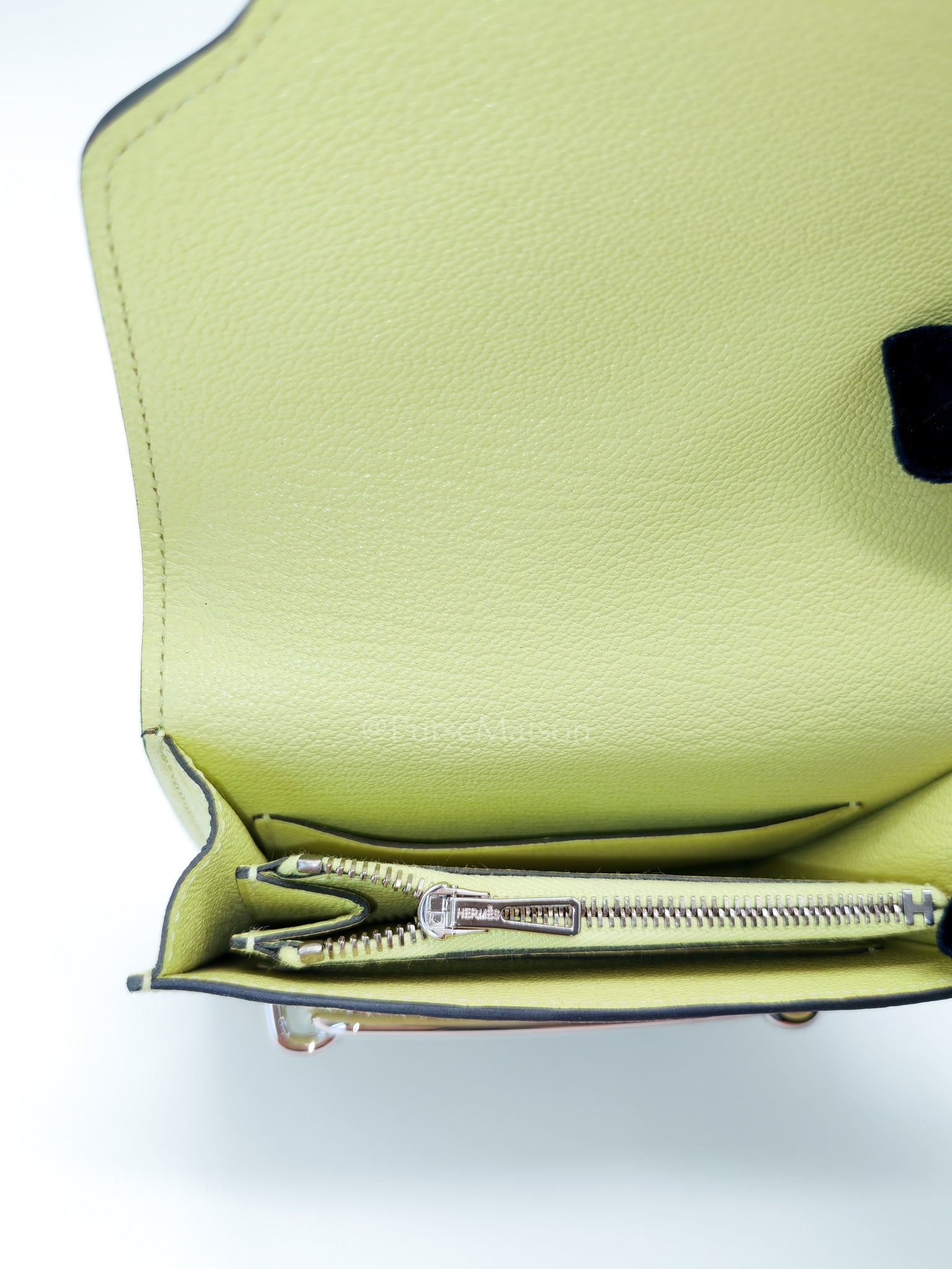 Roulis Slim Wallet in Jaune Bourgeon Chevre Mysore & Palladium Hardware Stamp U(2022) | Purse Maison Luxury Bags Shop