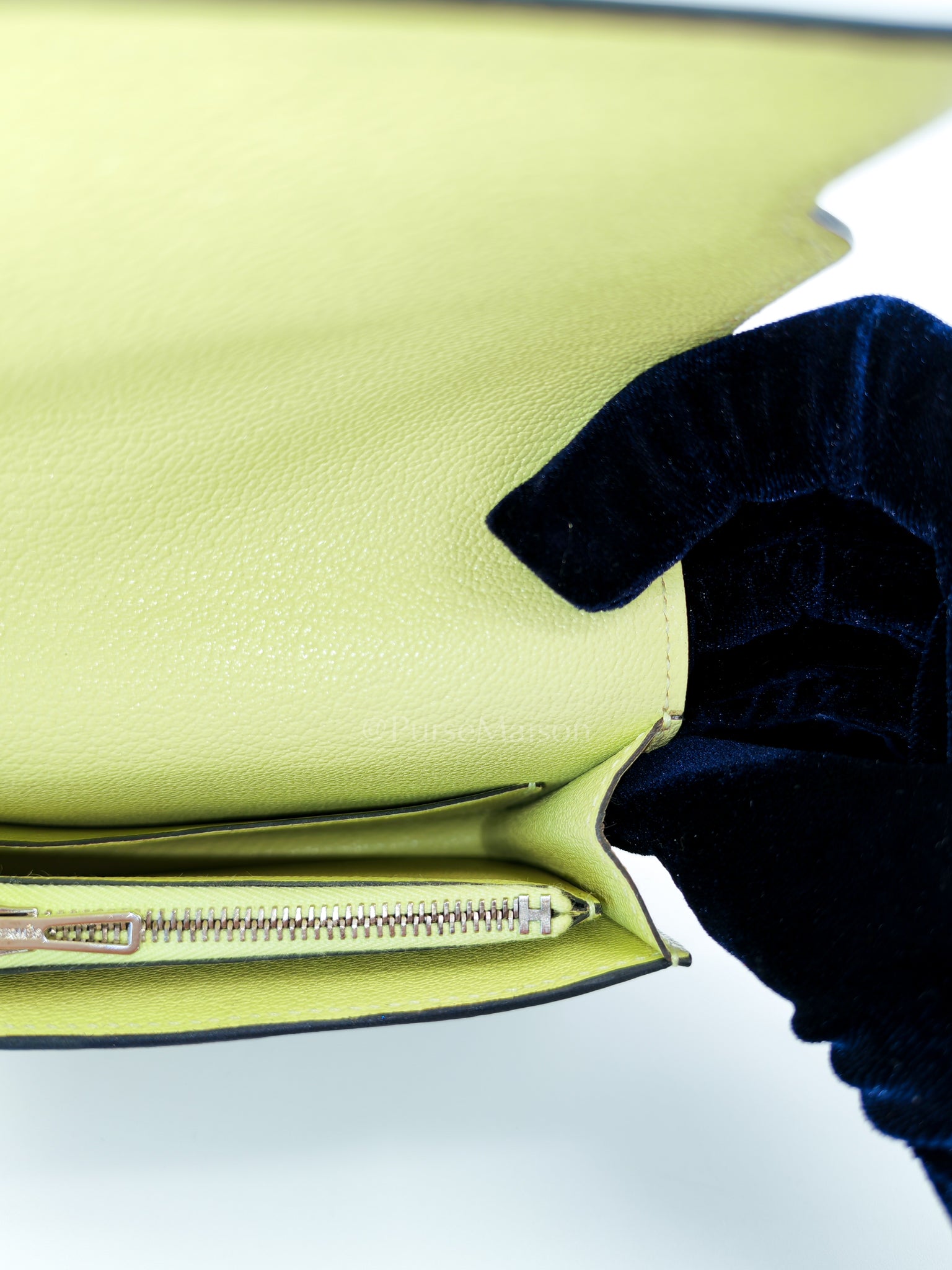 Roulis Slim Wallet in Jaune Bourgeon Chevre Mysore & Palladium Hardware Stamp U(2022) | Purse Maison Luxury Bags Shop