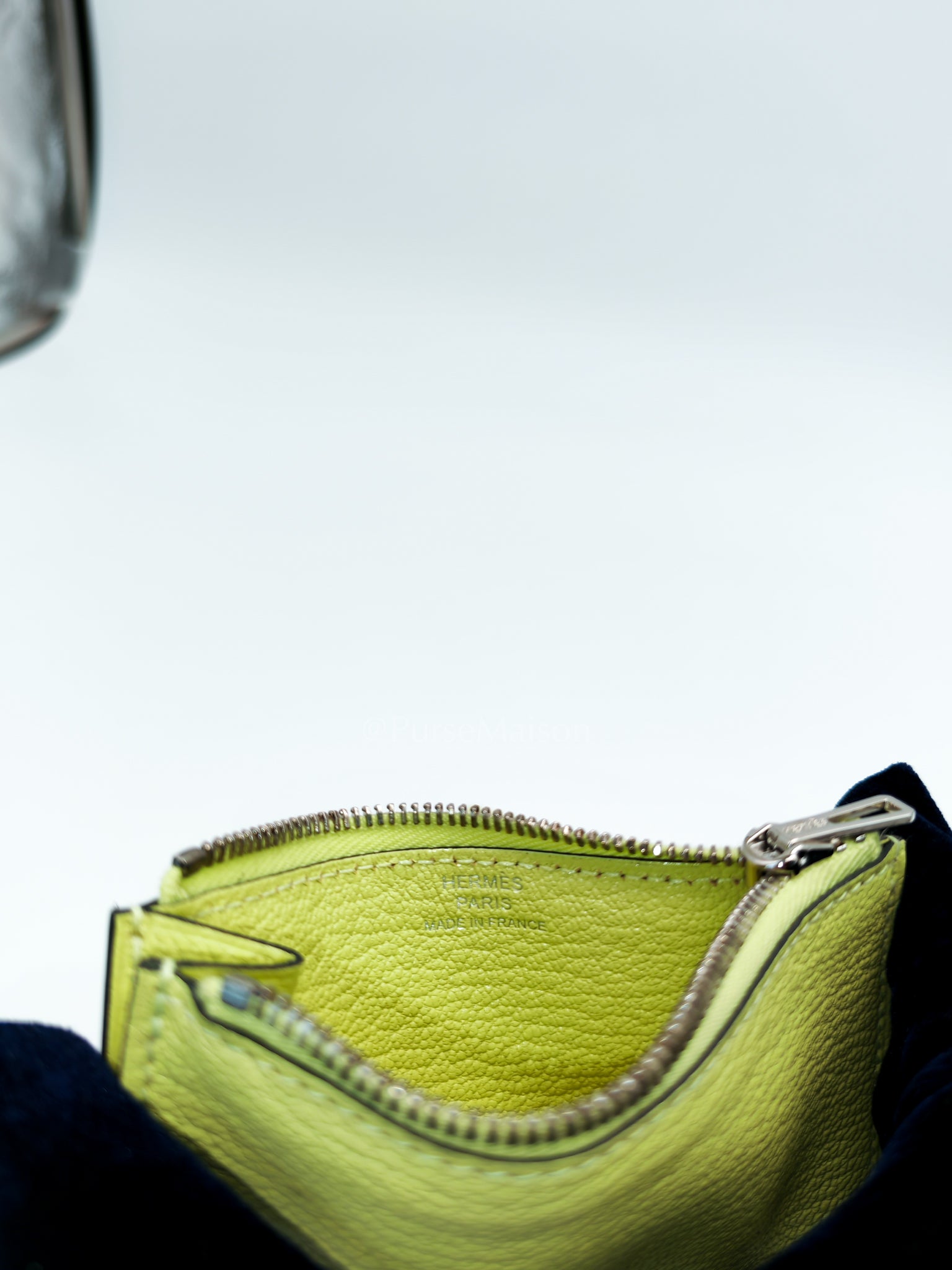 Roulis Slim Wallet in Jaune Bourgeon Chevre Mysore & Palladium Hardware Stamp U(2022) | Purse Maison Luxury Bags Shop