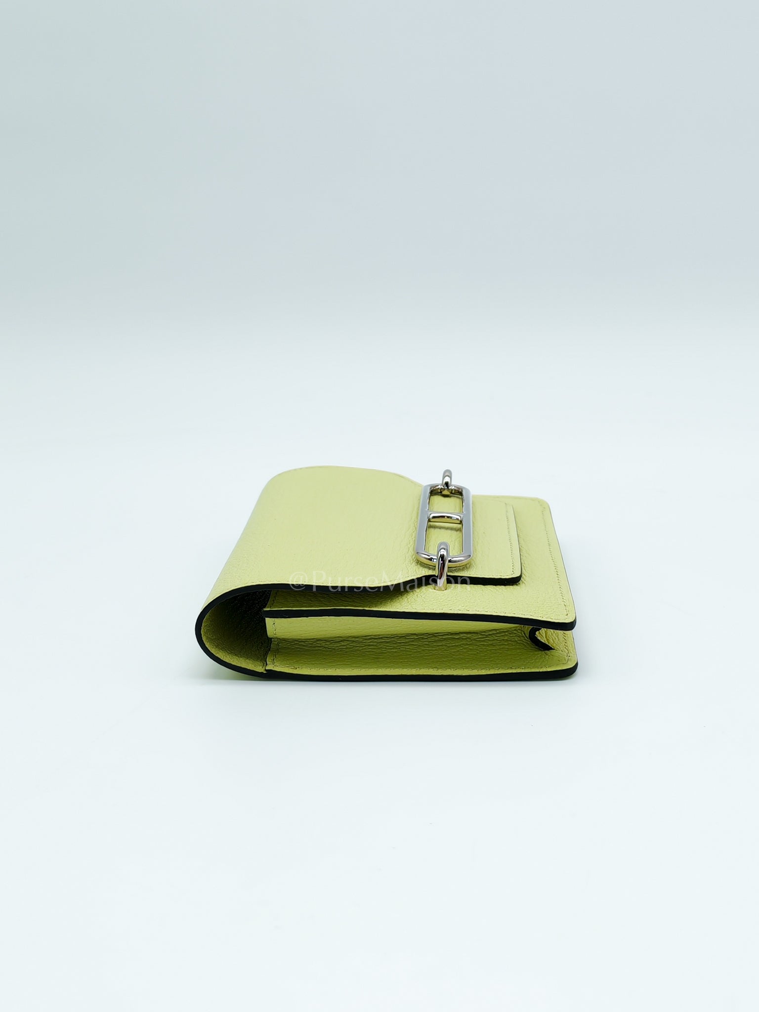 Roulis Slim Wallet in Jaune Bourgeon Chevre Mysore & Palladium Hardware Stamp U(2022) | Purse Maison Luxury Bags Shop