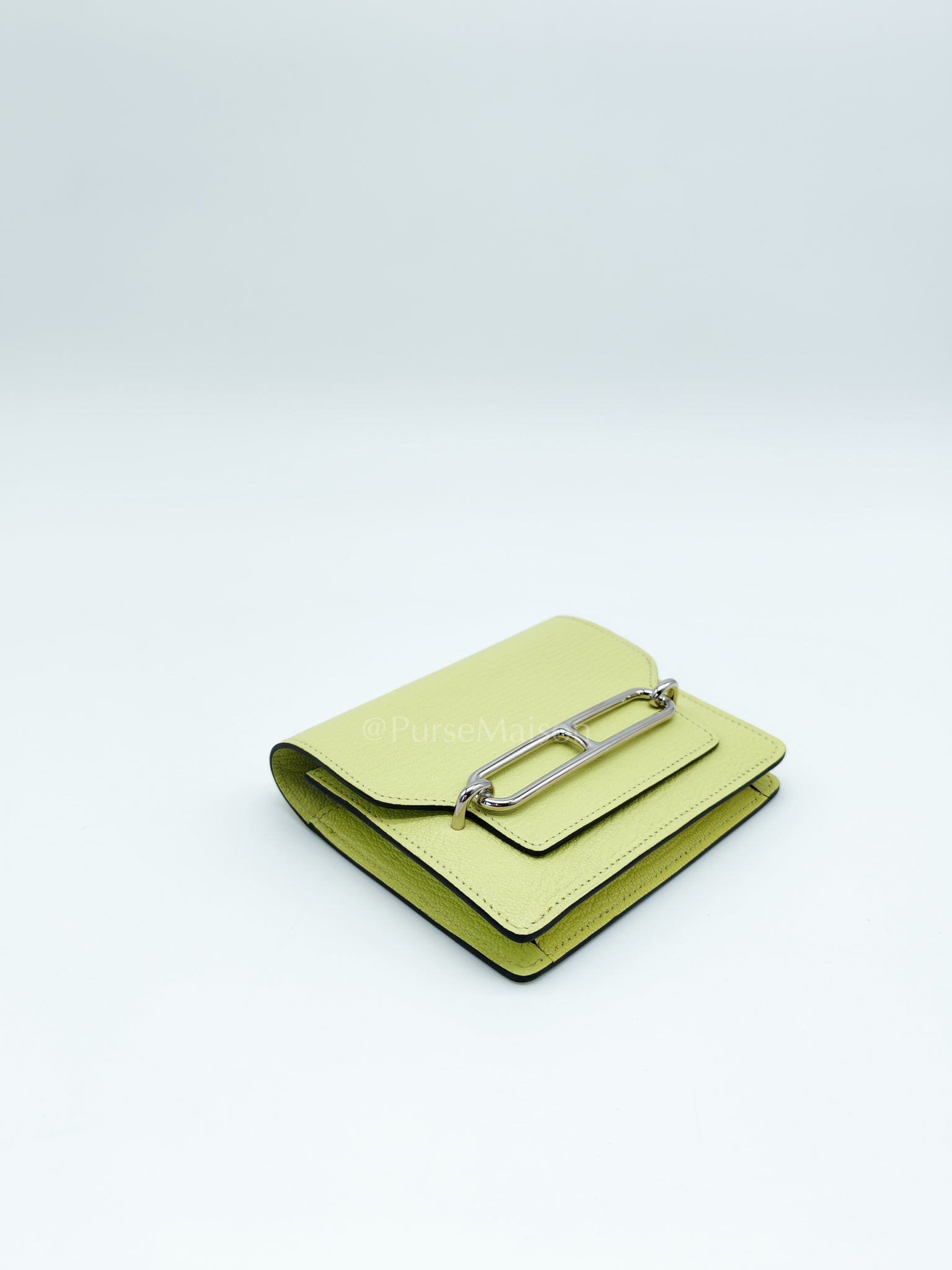 Roulis Slim Wallet in Jaune Bourgeon Chevre Mysore & Palladium Hardware Stamp U(2022) | Purse Maison Luxury Bags Shop