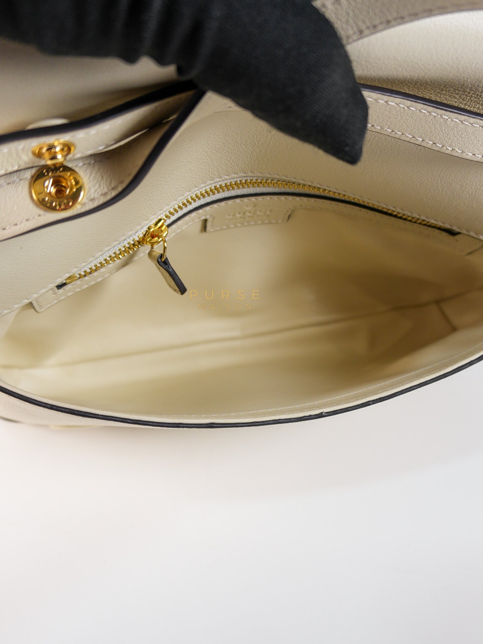 Roxy Blondie Chain Shoulder Flap Bag in Mystic White Calfskin Leather & Gold Hardware | Purse Maison Luxury Bags Shop