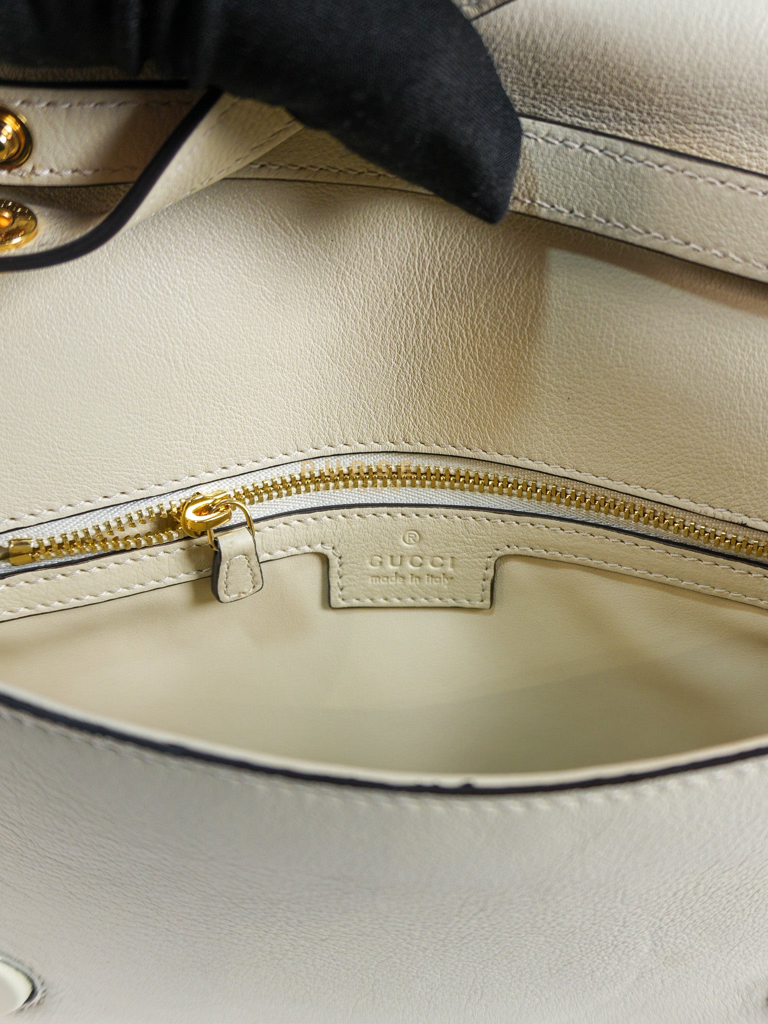 Roxy Blondie Chain Shoulder Flap Bag in Mystic White Calfskin Leather & Gold Hardware | Purse Maison Luxury Bags Shop