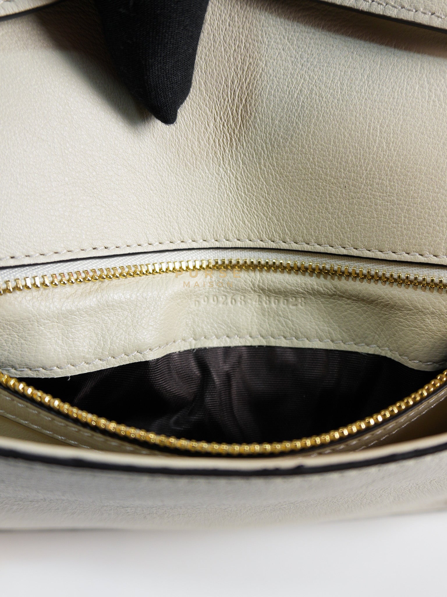 Roxy Blondie Chain Shoulder Flap Bag in Mystic White Calfskin Leather & Gold Hardware | Purse Maison Luxury Bags Shop