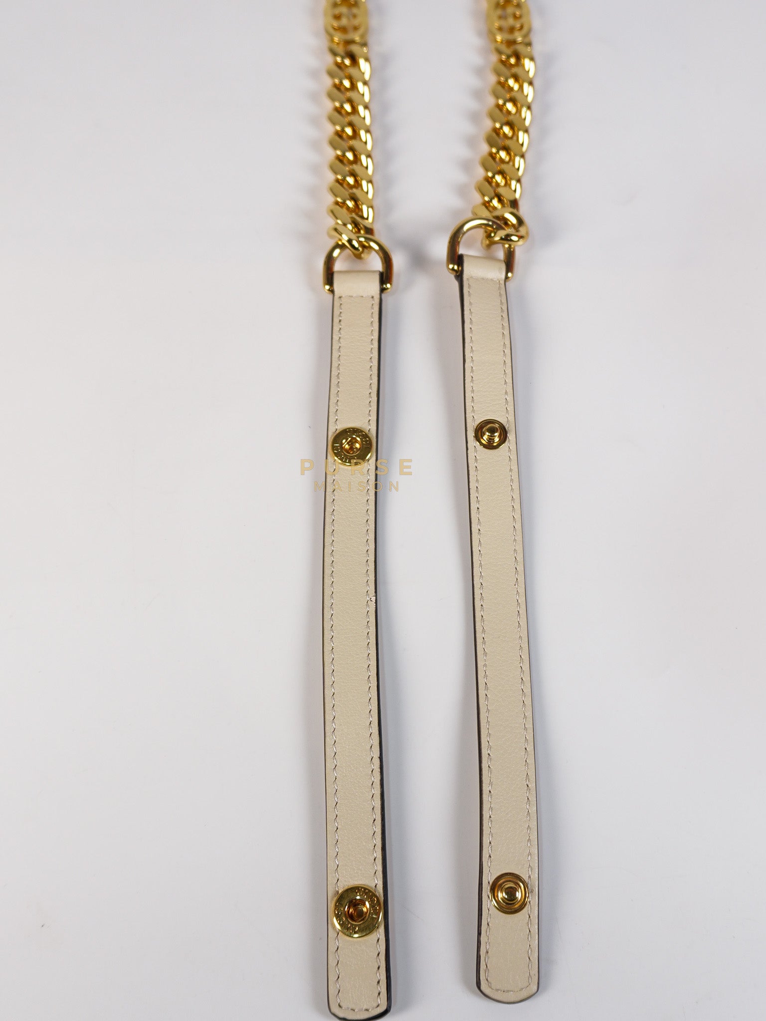 Roxy Blondie Chain Shoulder Flap Bag in Mystic White Calfskin Leather & Gold Hardware | Purse Maison Luxury Bags Shop