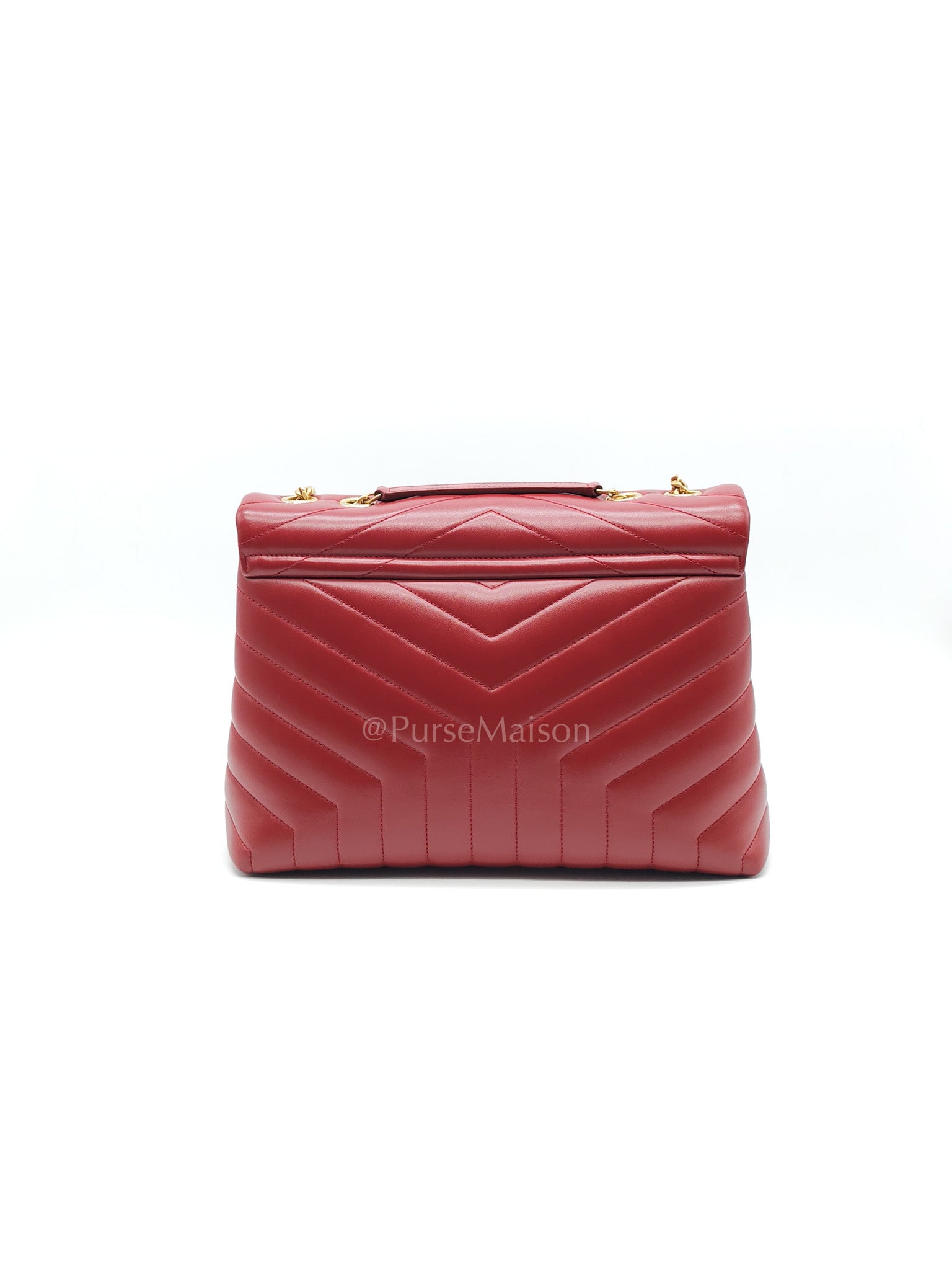 LouLou Shoulder Bag in Bordeaux Red Chevron Quilted Lambskin Leather