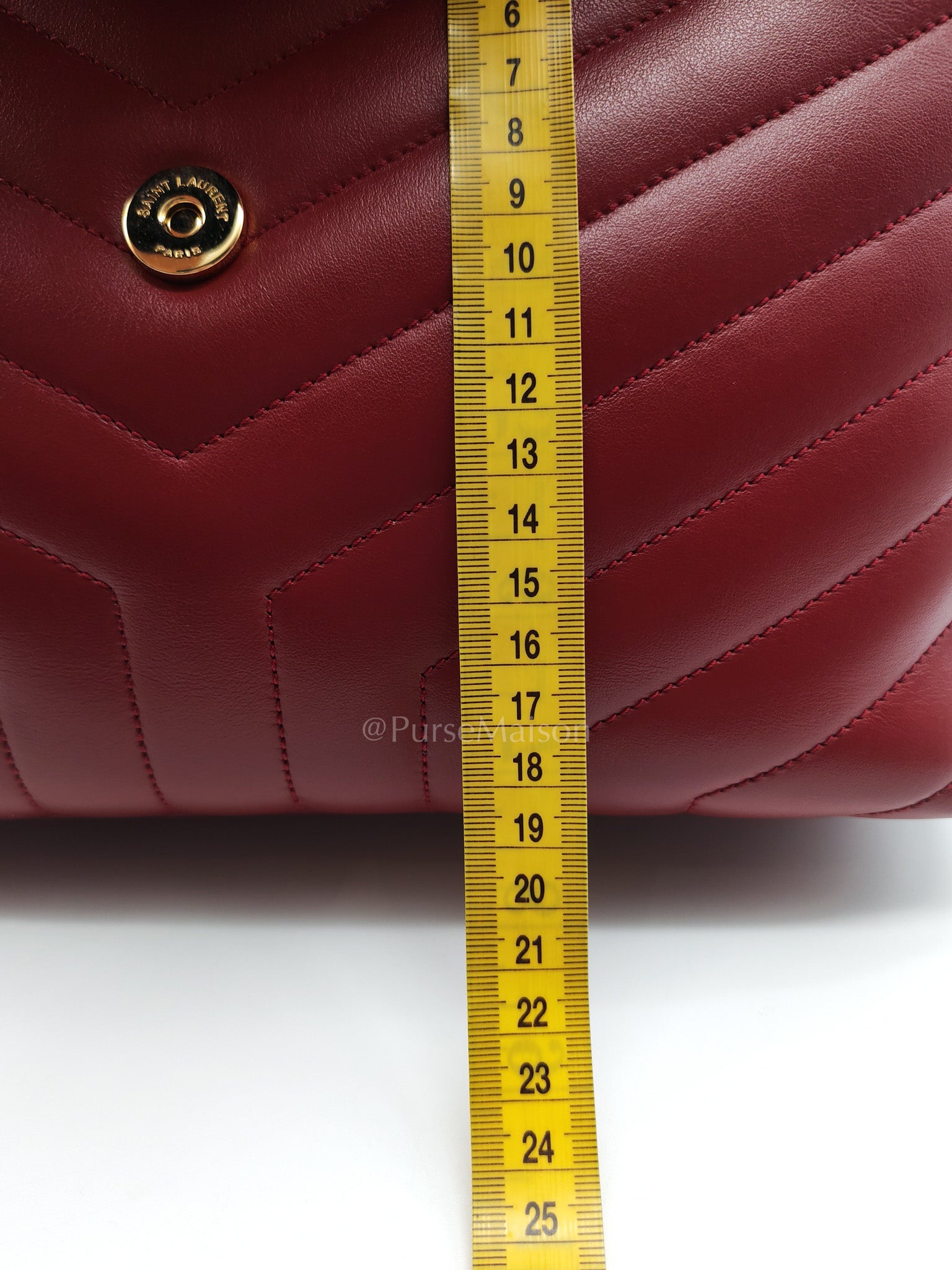 LouLou Shoulder Bag in Bordeaux Red Chevron Quilted Lambskin Leather