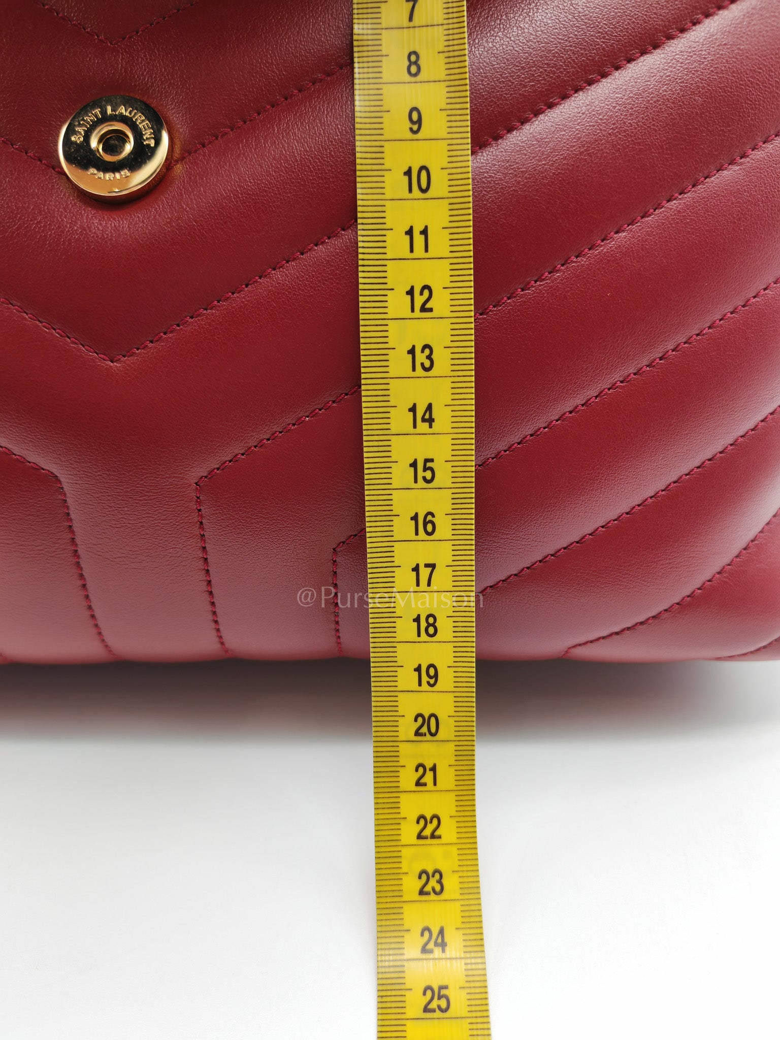 LouLou Shoulder Bag in Bordeaux Red Chevron Quilted Lambskin Leather