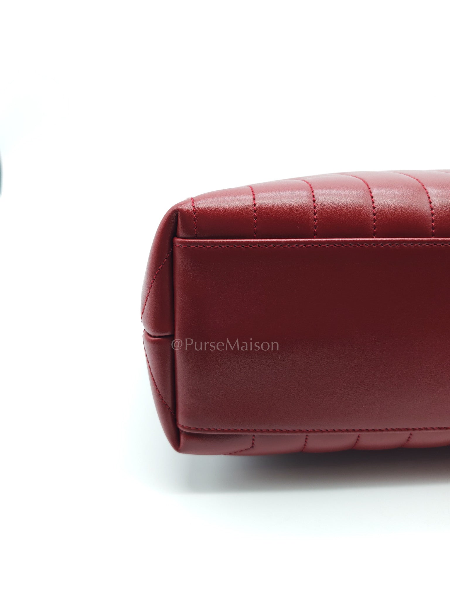 LouLou Shoulder Bag in Bordeaux Red Chevron Quilted Lambskin Leather