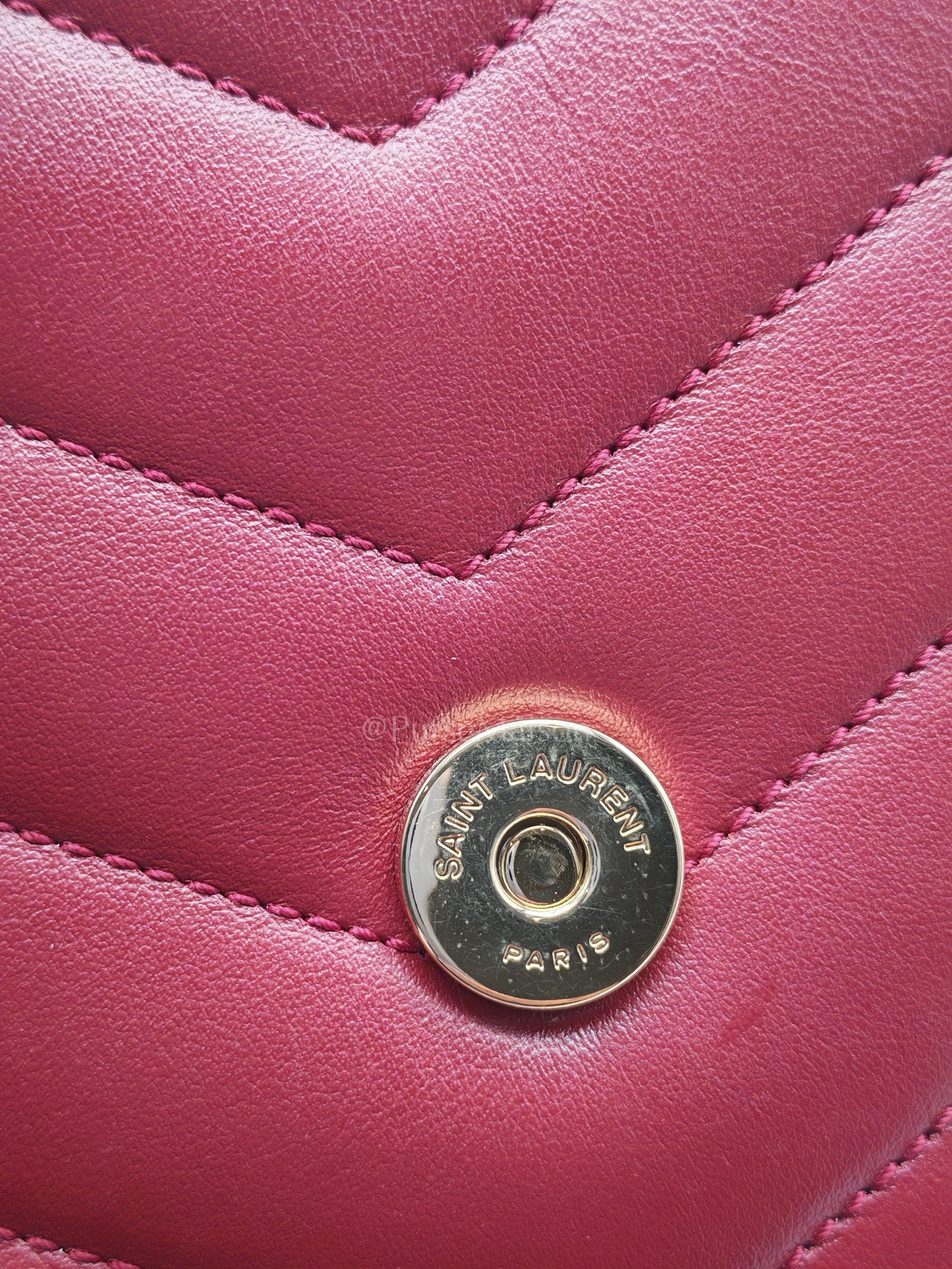 LouLou Shoulder Bag in Bordeaux Red Chevron Quilted Lambskin Leather